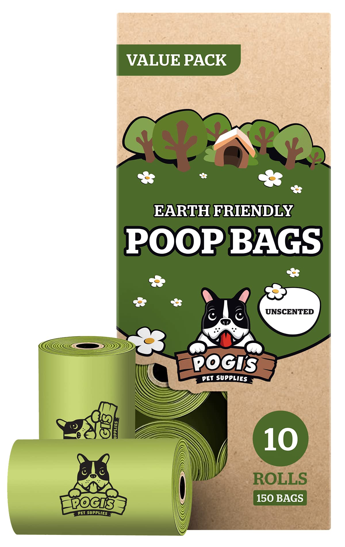 Pogi’S Dog Poop Bags - 10 Unscented Rolls (150 Doggie Poop Bags) - Leak-Proof Dog Waste Bags - Ultra Thick, Extra Large Poop Bags For Dogs