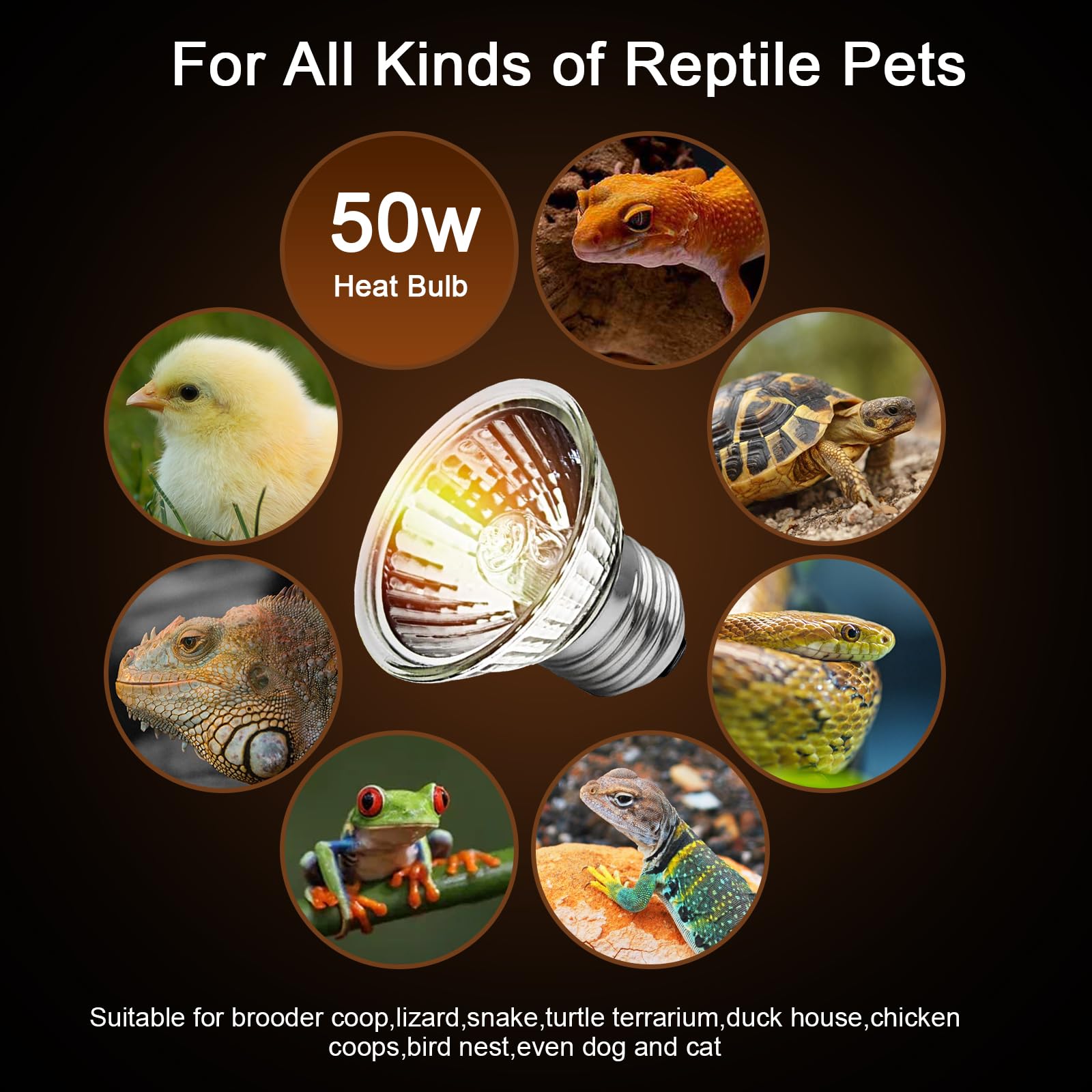 Lachesan 4-Pack 50W Uva Bulbs, Fit E26 Heat Reptile Lamp, Light Turtle Heat Lamp For Reptiles And Amphibian Tanks, Terrariums An