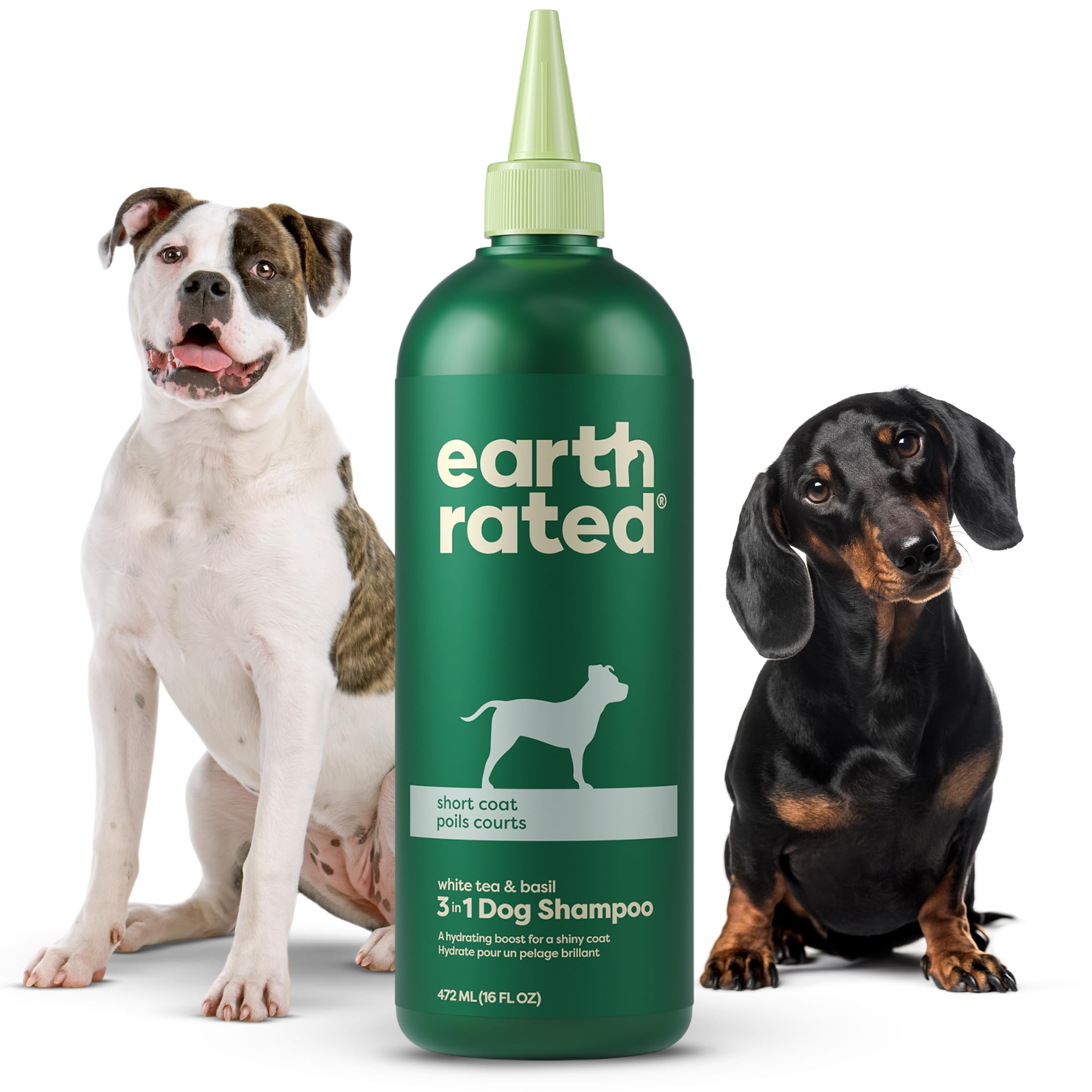 Earth Rated 3-In-1 Dog Shampoo, Conditioner And Deodorizer, For Short-Haired Dogs And Puppies To Moisturize And Tackle Shedding, Refreshing White Tea And Basil Scent, 16 Oz