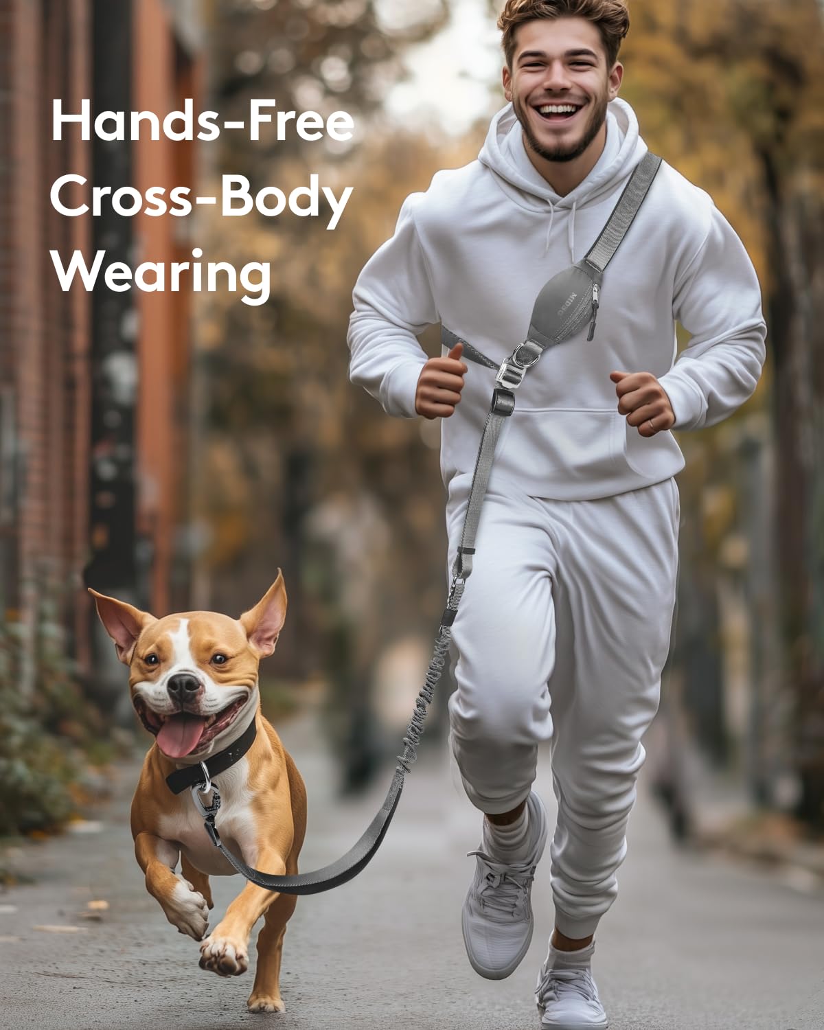 MIDOG Multifunctional Dog Leash Hands Free for Large Dogs - Adjustable Waist Leash with Zipper Pounch& Bungee Cord for Jogging/R