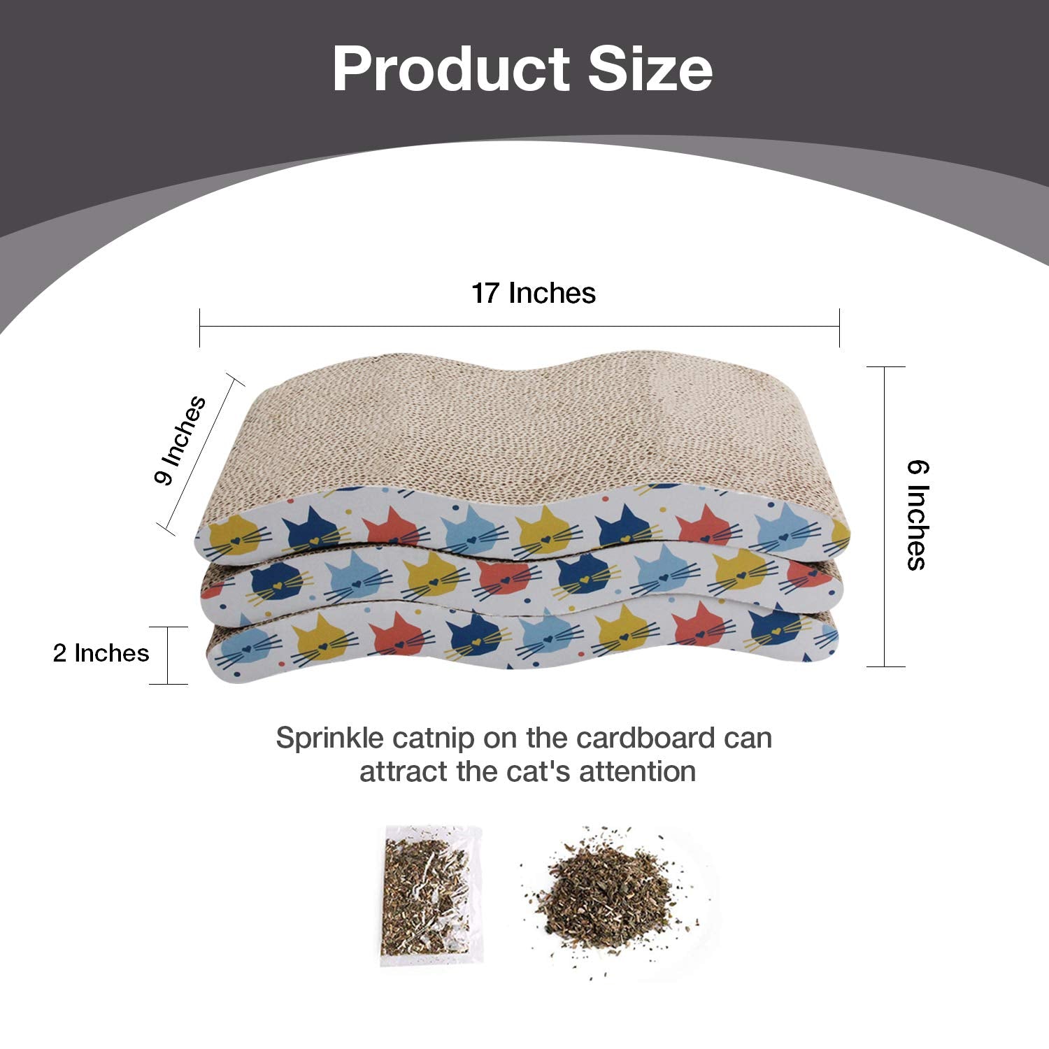 Pet Prime 3Pcs Cat Scratcher Cardboard Board 3 Pack Cat Recycle Corrugated Scratching Pad Cat Scratching Lounge Sofa Bed Wave Shape Cat Scratch Pad With Catnip (3Pcs)
