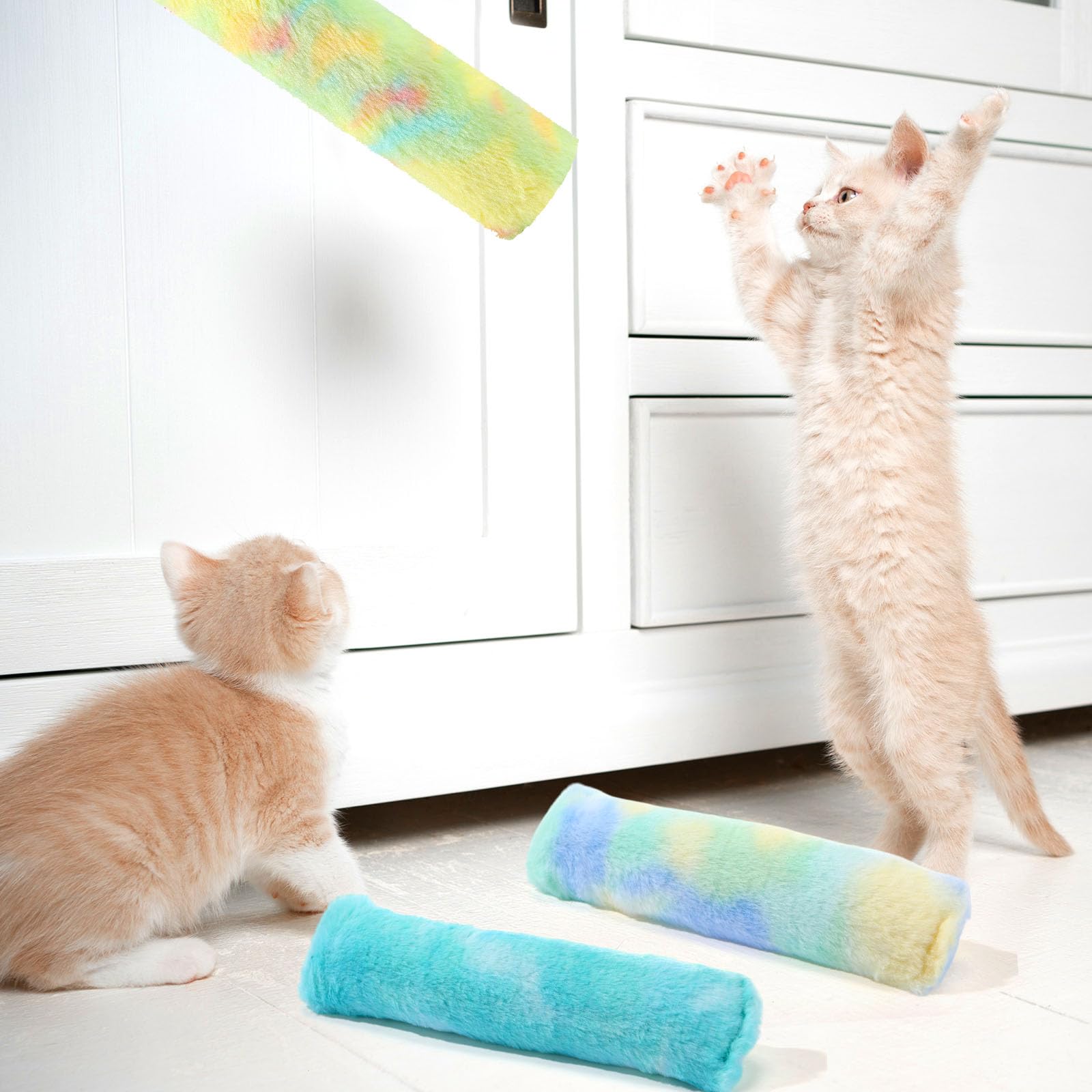 Civaner 6 Pcs 10.6 Inch Cat Catnip Toys Interactive Kitten Kicker Toy Soft Plush Cat Pillow Sticks Kitten Chasing Chewing Exerci