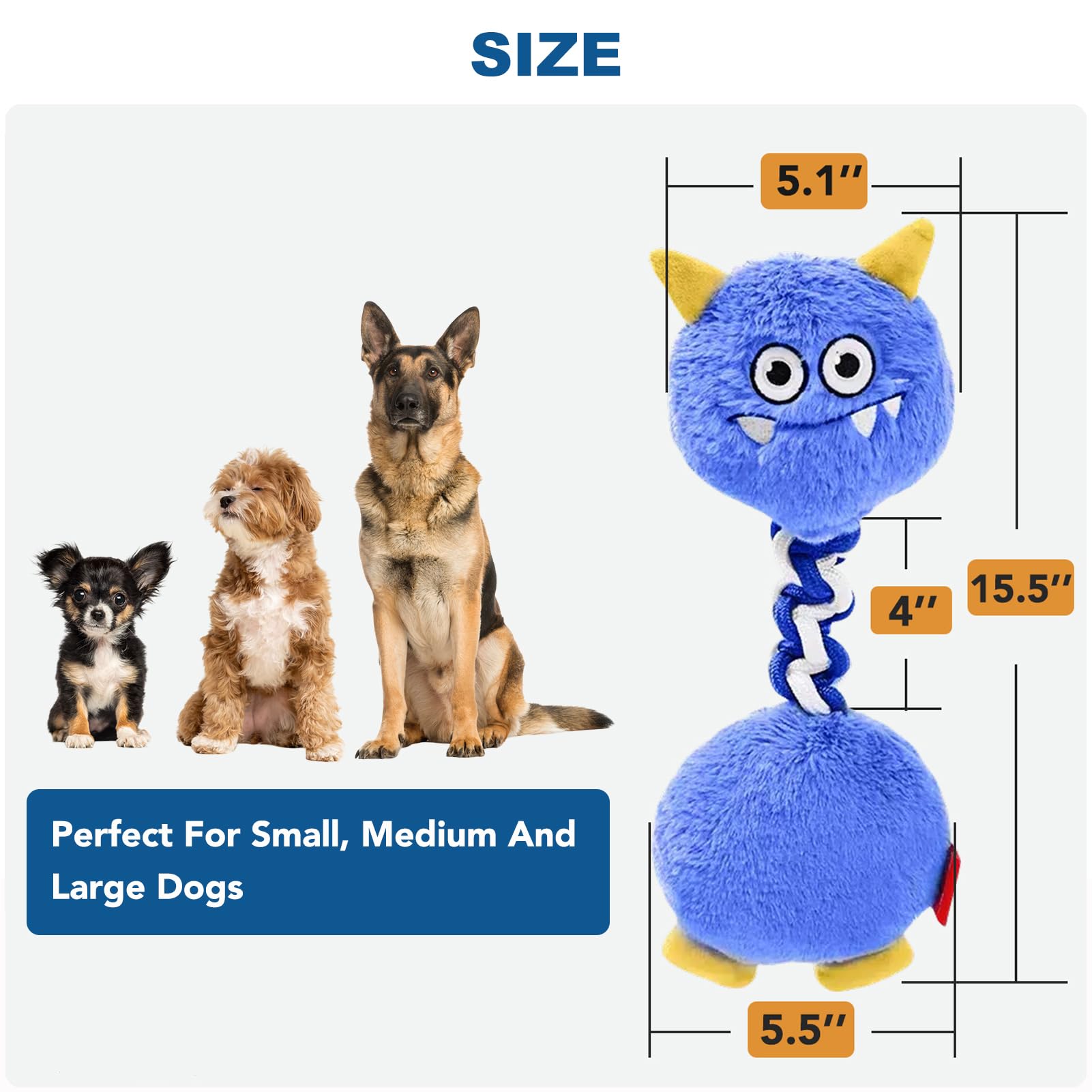 Bomda Dog Plush Toy, Large Dog Squeaky Toys, Stuffed Animal Dog Plush Toy For Cuddling & Playing, Cute Pet Toy For Medium And La