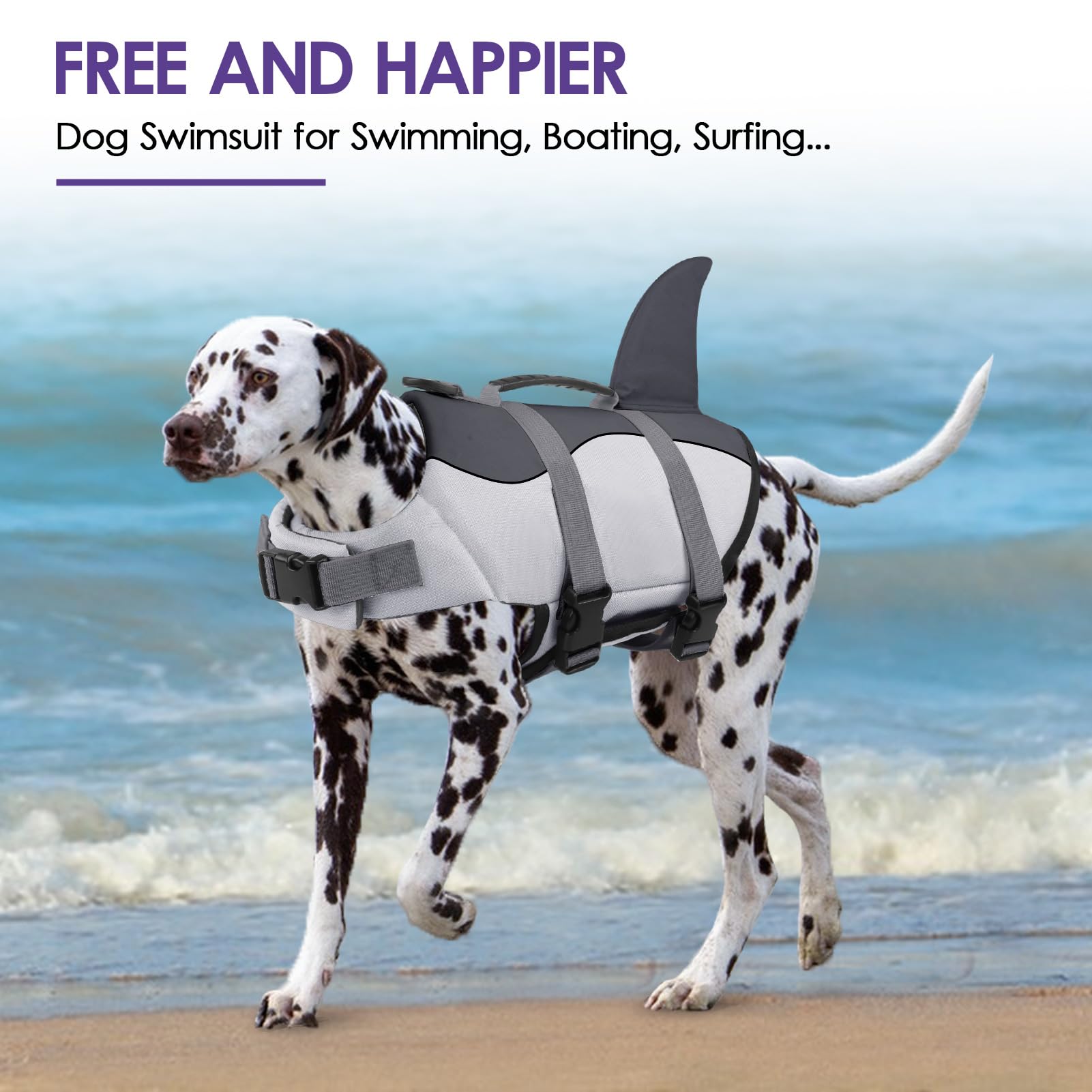Bess Bridal Dog Life Jacket - Shark Life Vest for Swimming Boating - Reflective Lifejacket Swimsuit for Small Medium Large Dogs