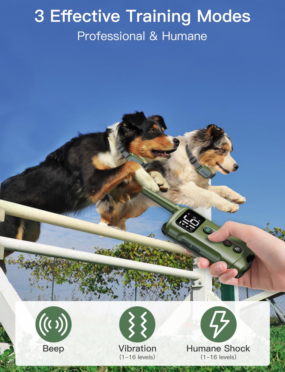 Airverse Dog Shock Collar 2 Dogs - 3300 Ft Waterproof Dog Training Collar With Remote, 3 Modes Electric Dog Training Collar,Beep