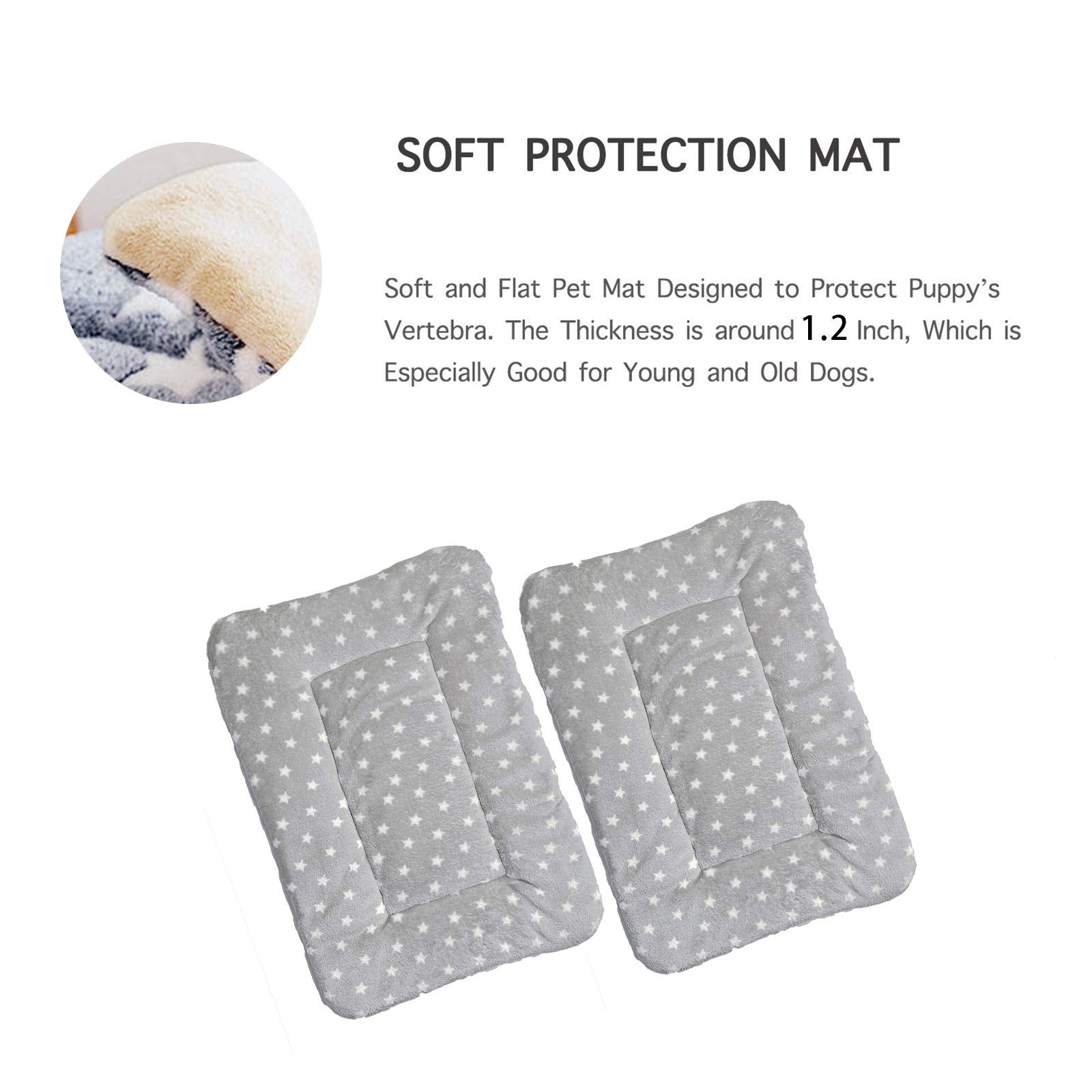 Homereign 2 Pcs Pet Bed Mats. Ultra Soft Pet (Dog/Cat) Bed With Cute Prints. Reversible Faux Lambswool Kennel Pad For Medium Small Dogs And Cats. Machine Washable Pet Bed.