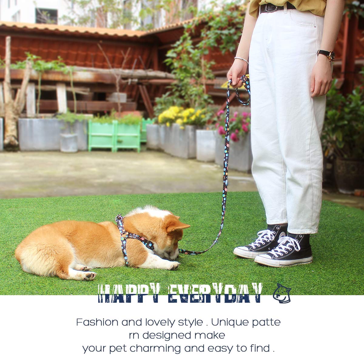 Qqpets Dog Harness Leash Set Adjustable Heavy Duty No Pull Halter Harnesses For Small Medium Large Breed Dogs Back Clip Anti-Twist Perfect For Walking (Xs(12'-18' Chest Girth), Space)