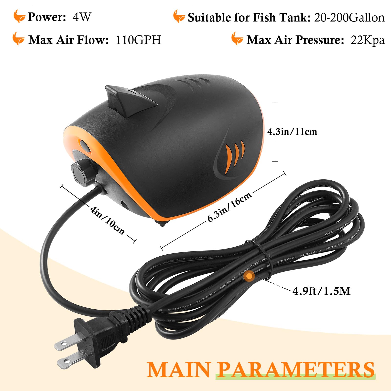 Hitop 110Gph Powerful Aquarium Air Pump: Quiet 2-Outlets Aquarium Aerator, Adjustable Fish Tank Air Pump With Accessories, For 2