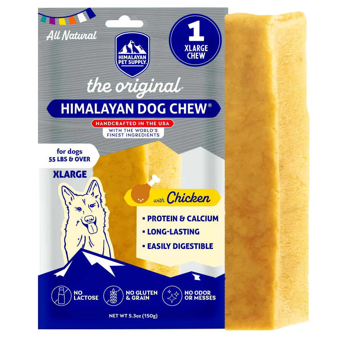 Himalayan Dog Chew Original Yak Cheese Chew, Chicken, 1 X-Large Stick, 5.3 oz, Gluten Free, Healthy Treats, Grain & Lactose Free