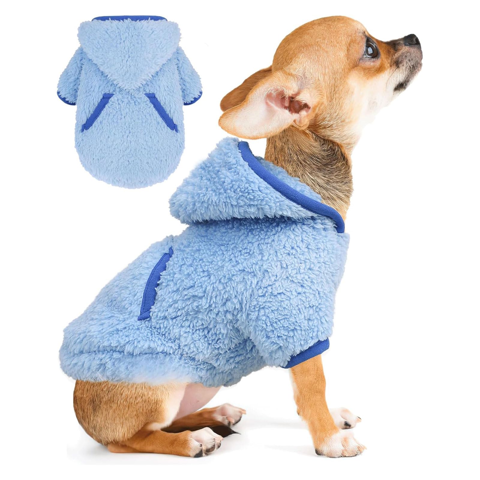 Plaid Dog Hoodie Fleece Small Dog Sweater For Small Dogs Girl Boy Winter Warm Puppy Clothes For Chihuahua Teacup Yorkie Soft Str
