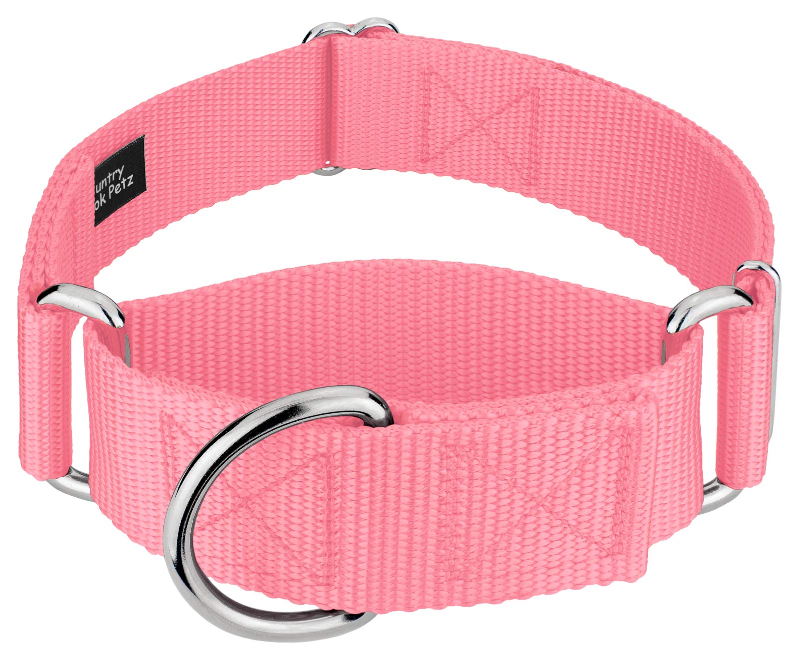 Country Brook Petz - Vibrant 15 Color Selection - Martingale Heavyduty Nylon Dog Collar (Medium, 1 1/2 Inch Wide, Pink)