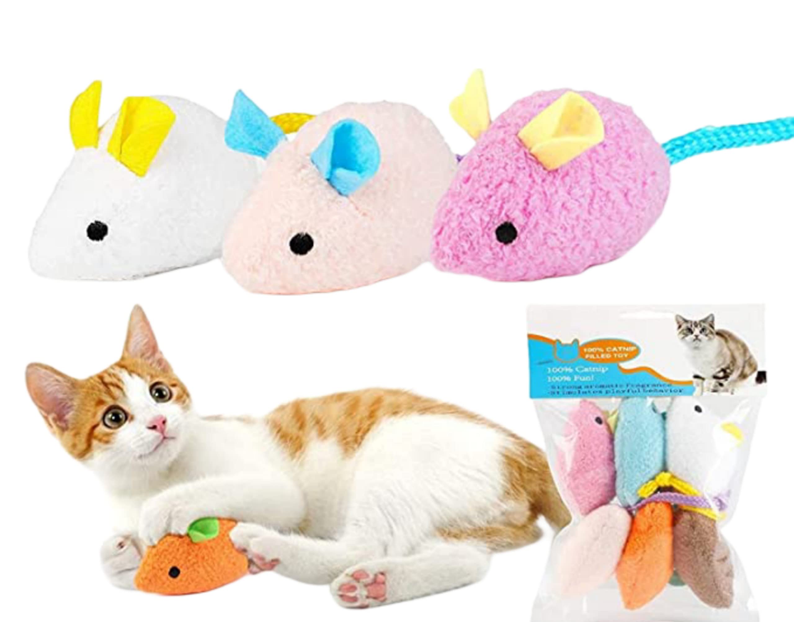 Kspups Cat Toy I Cotton Mouse I Cat And Kitten Toy I Mouse 3 Pcs Pack I (Color May Vary)