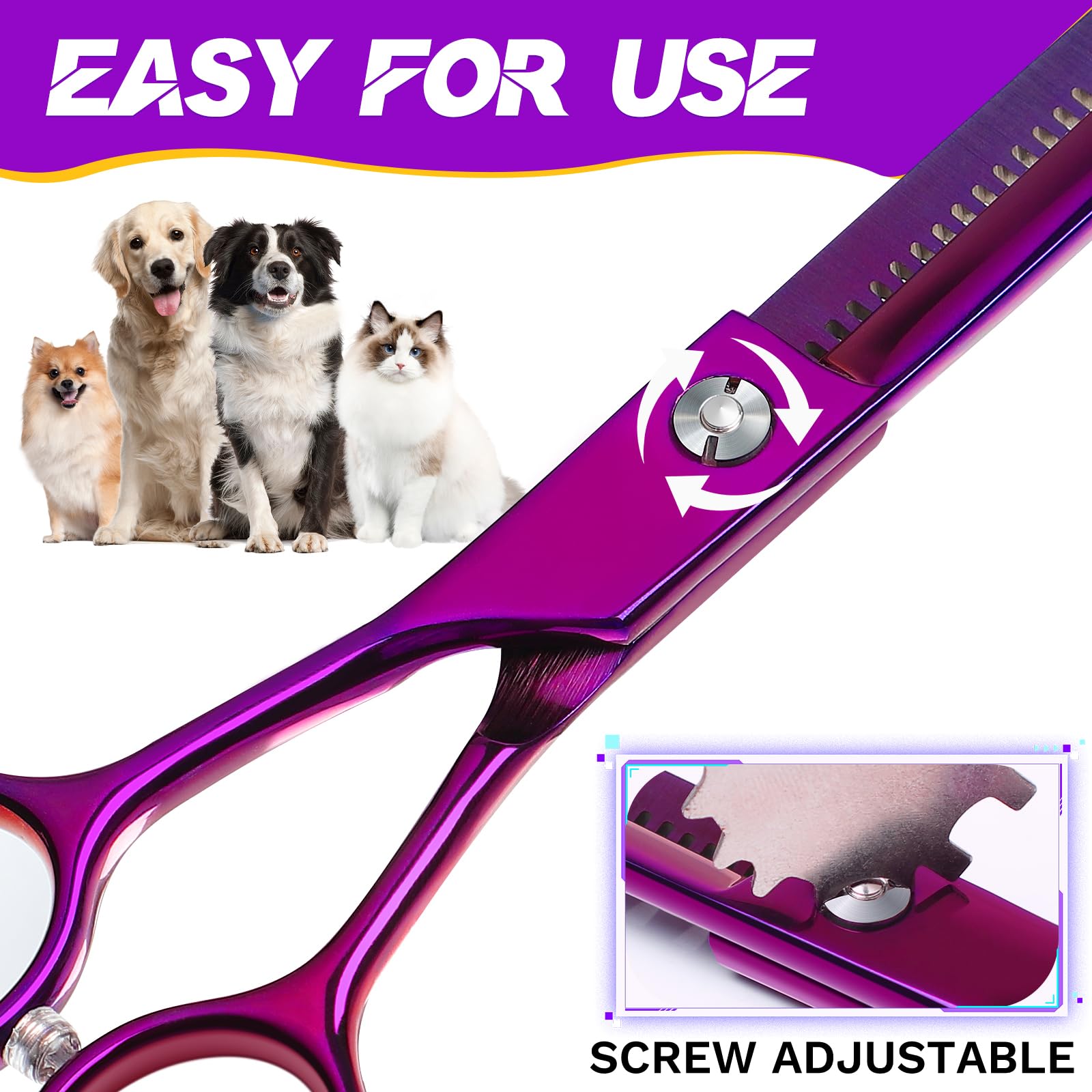 JASON Grooming Scissors for Dogs - Sharp Thinning Dog Shear with Muffler Pad, Stainless Steel Dog Grooming Shears Professional T