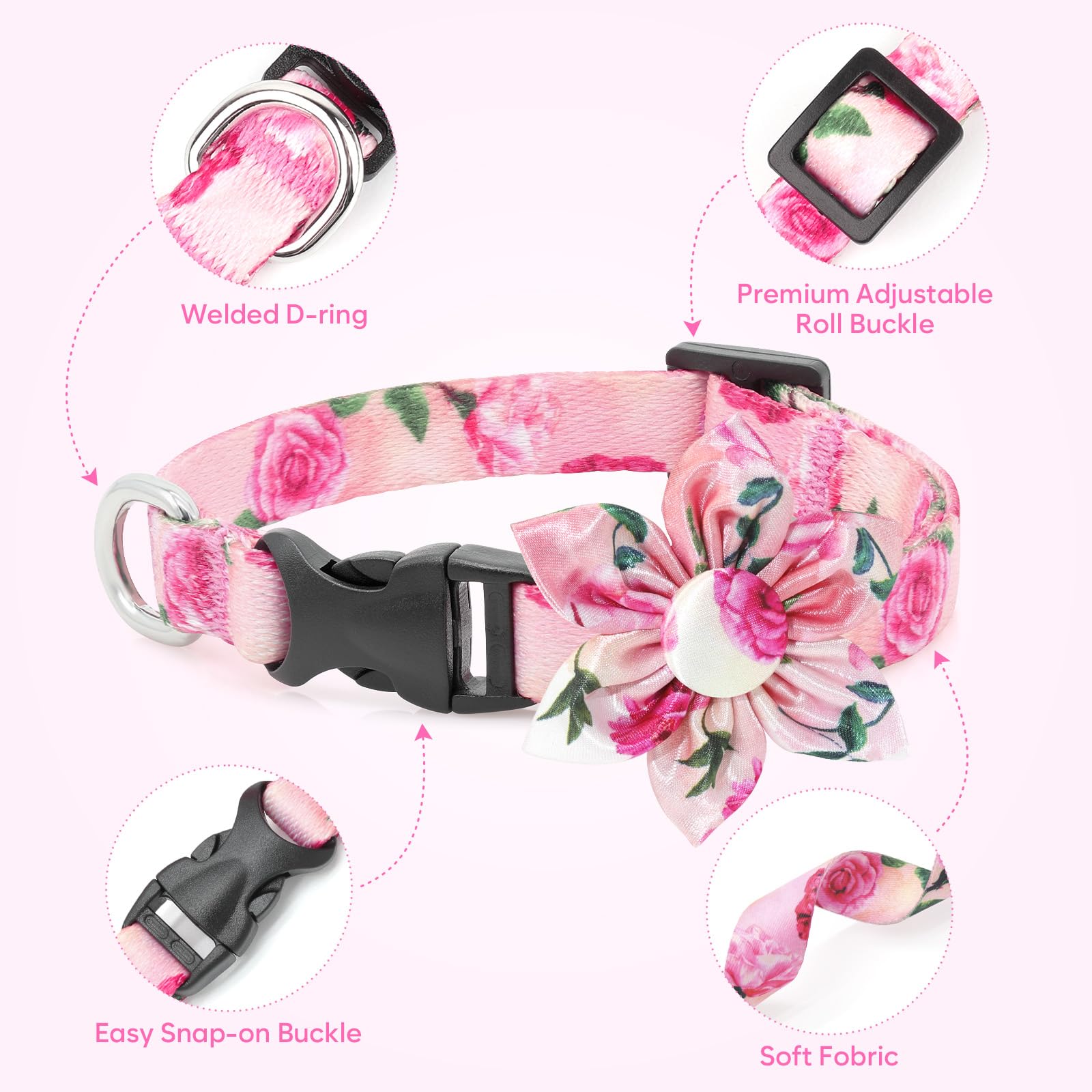 Xs Dog Collar Fancy Floral Boy Dog Collar With Sunflower Bowtie Dog Collar For Cute Boy Male Cats Dogs Puppy Collars For Litter