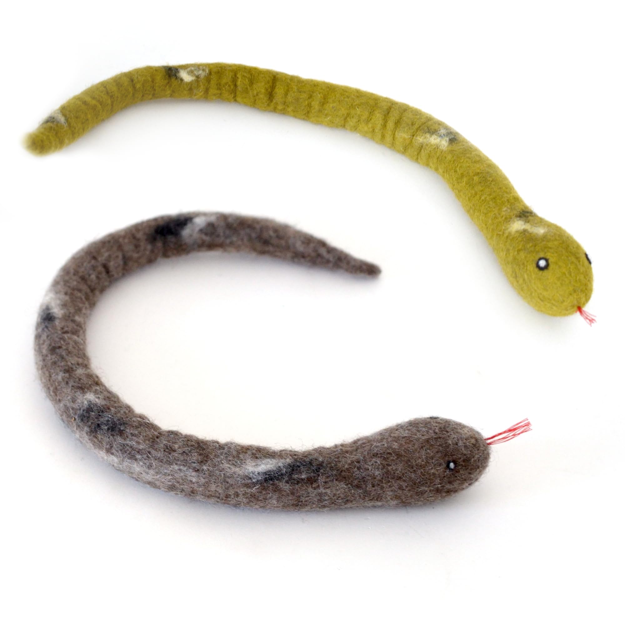 Glaciart One Felt Cat Snake Toy - Soft Fuzzy Enrichment 100% Natural Wool - Interactive Catnip Play Cat Toy Set - Safe For Pets,