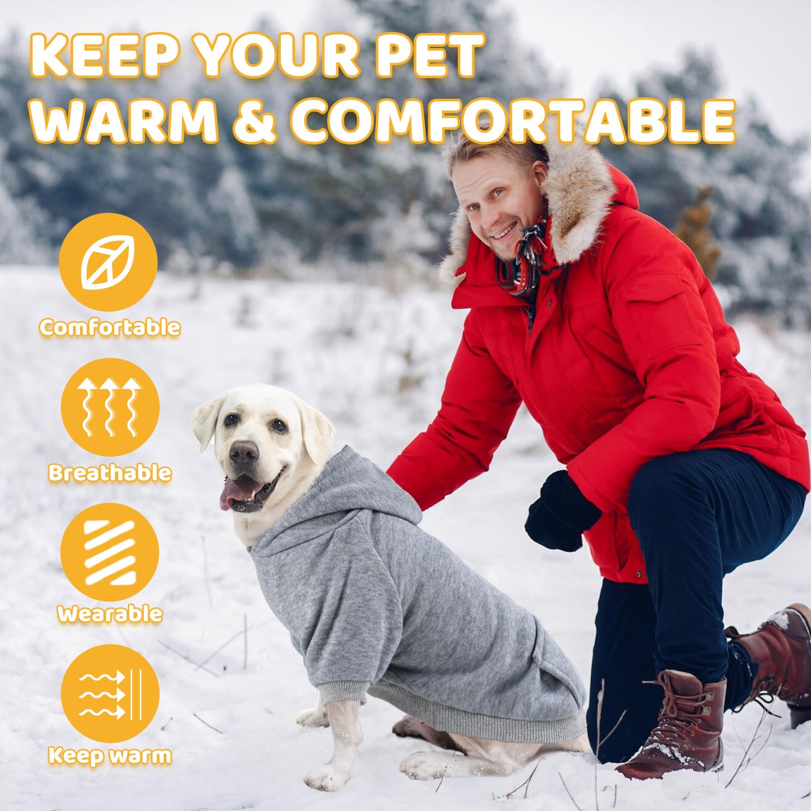 Dog Hoodies, Dog Sweatshirt Sweater For Medium Large Dogs Cats Puppys, Dog Winter Clothes Coat Warm And Soft, Soft Brushed Fleec