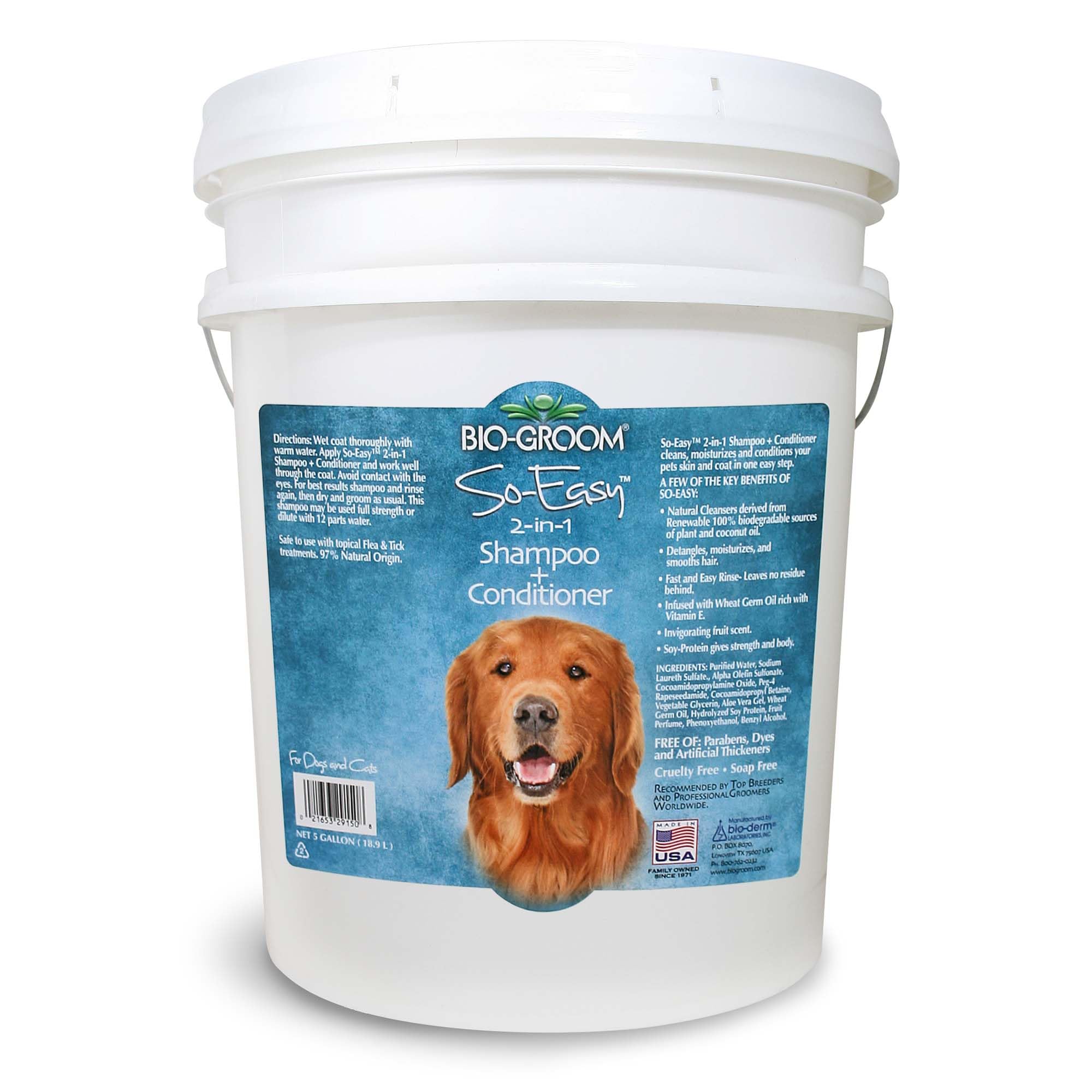 Bio-Groom So Easy 2 In 1 Shampoo & Conditioner- Dog & Puppy Shampoo And Conditioner 5 Gallon, Detangling Dog Wash, Bulk Size For