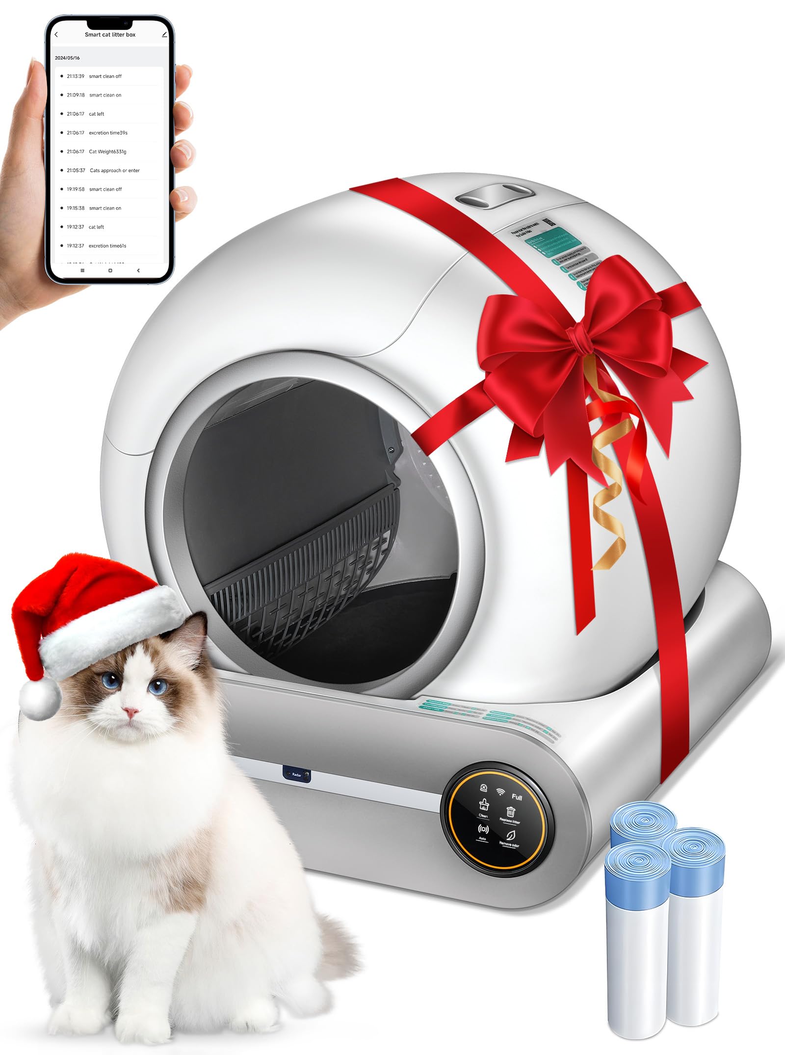 Automatic Litter Box, Upgraded Robot Self Cleaning Litter Box for Multiple Cats, 65L+9L Extra Large, Features Negative ion Steri