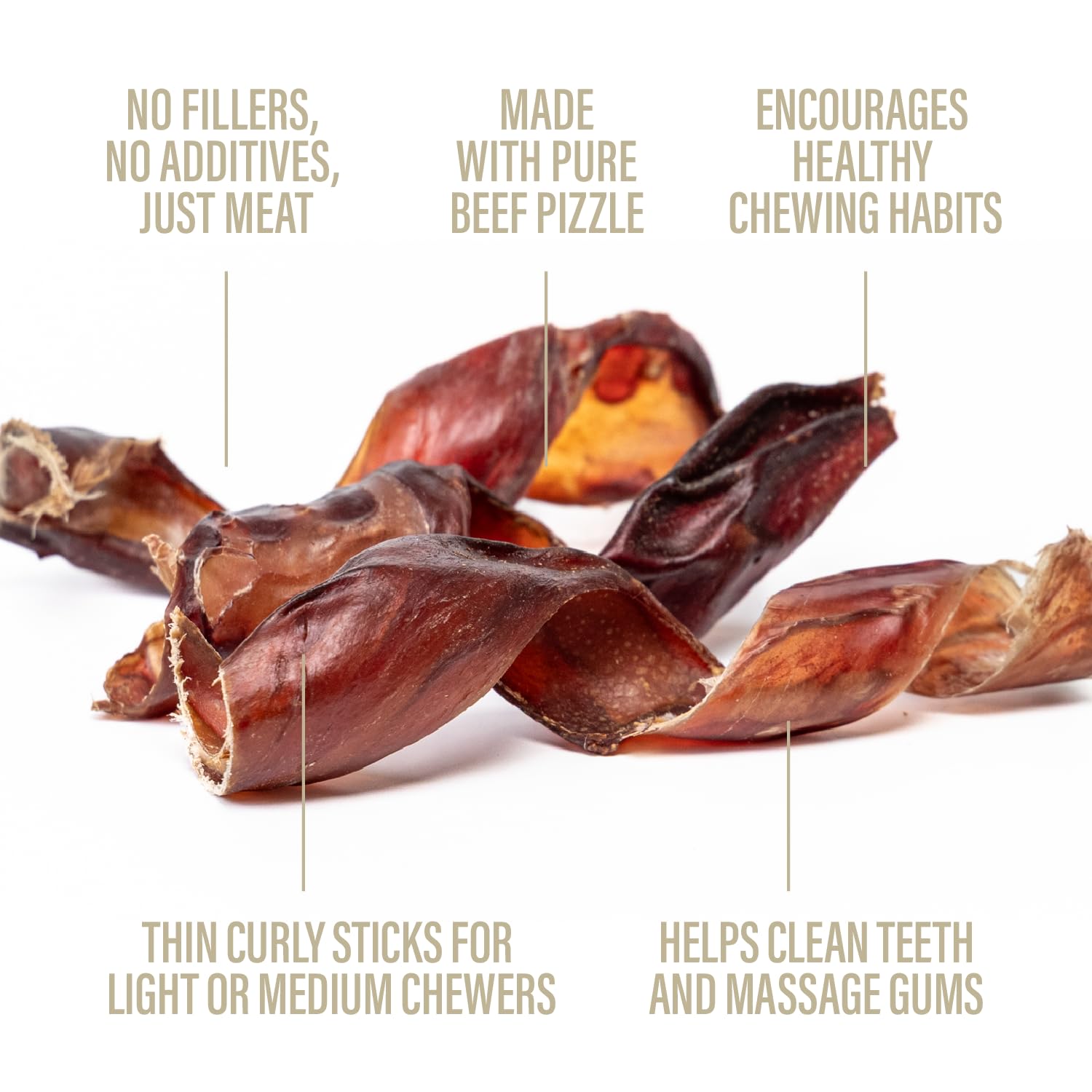 Chewers Joy Bully Spring Extra Thin (4oz) - Natural Dog Treats - Long-Lasting Chews, High Protein, Made with Real Beef