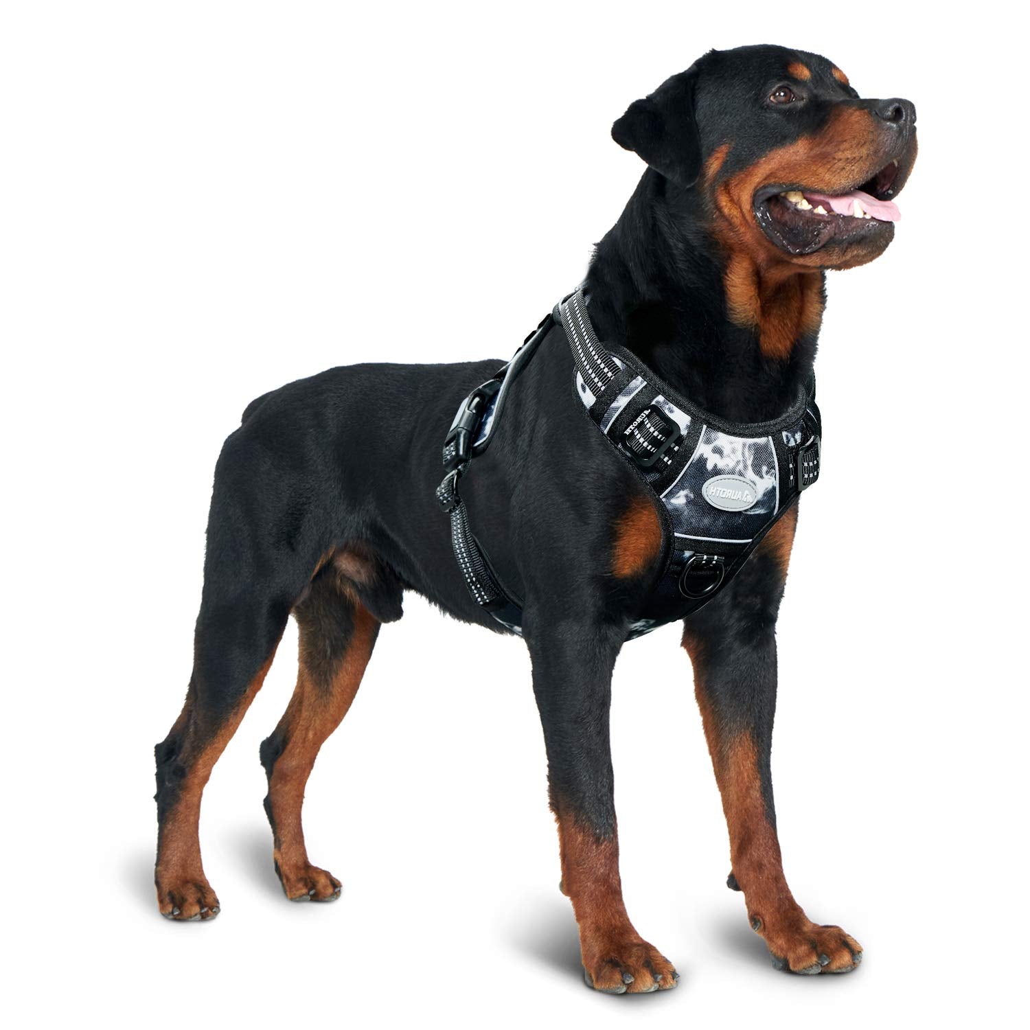 Auroth Tactical Dog Harness For Small Medium Large Dogs No Pull Adjustable Pet Harness Reflective K9 Working Training Easy Control Pet Vest Military Service Dog Harnesses (M, Black Ink)