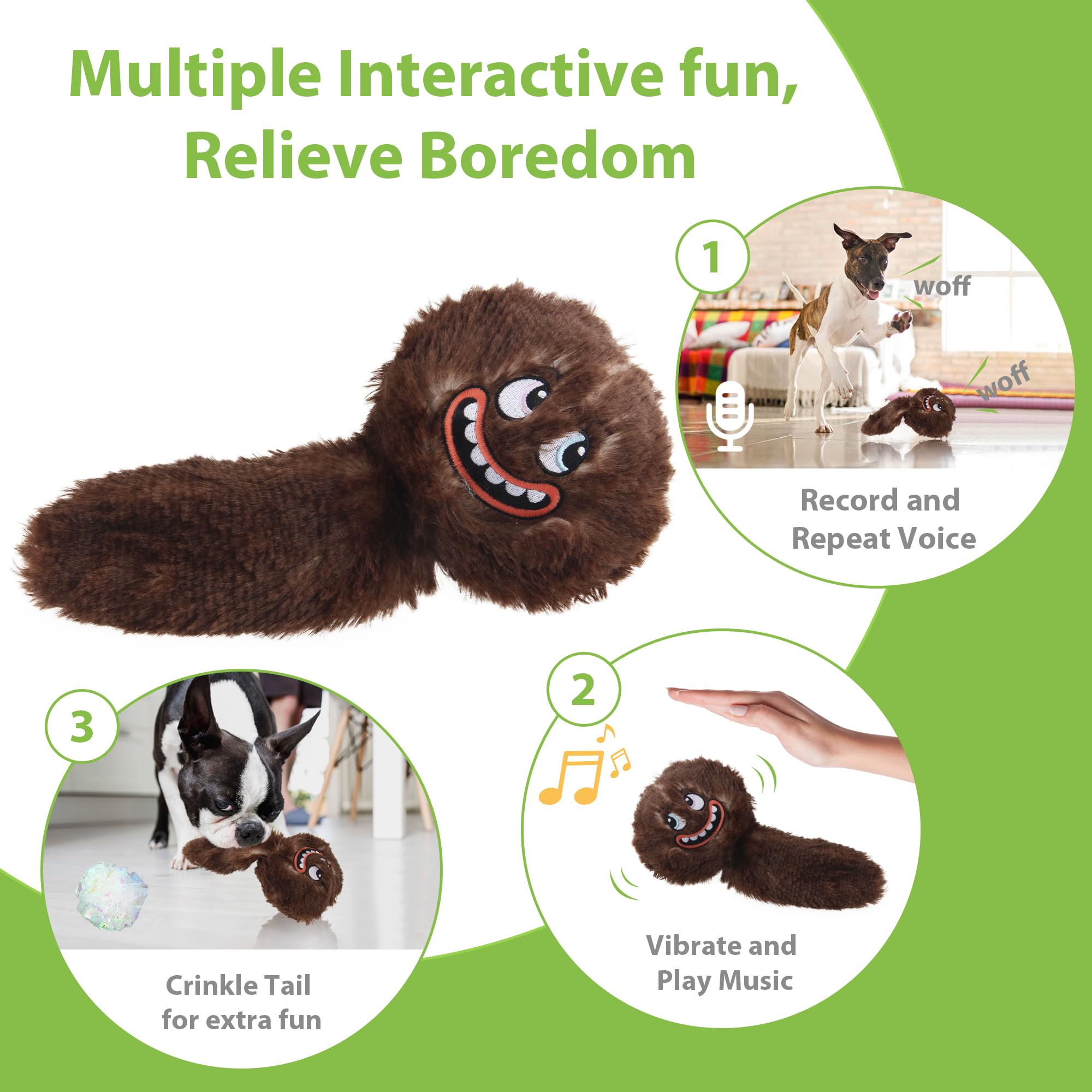 Petgeek Interactive Dog Ball, Squeaky Dog Toys With Music And Recording, Rechargeable Vibrating Dog Ball For Small/Medium/Large