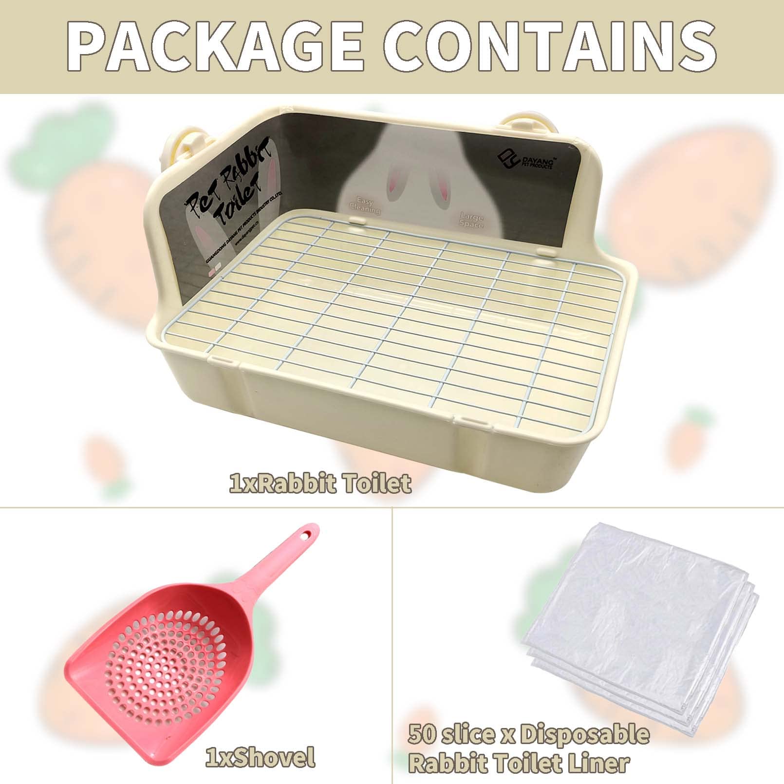 Tfwadmx Rabbit Litter Box Bunny Corner Litter Pan Pet Bedding Litter Box With Grate Small Animal Toilet Potty Trainer For Rabbit Bunny Chinchilla Guinea Pig Ferret (White)