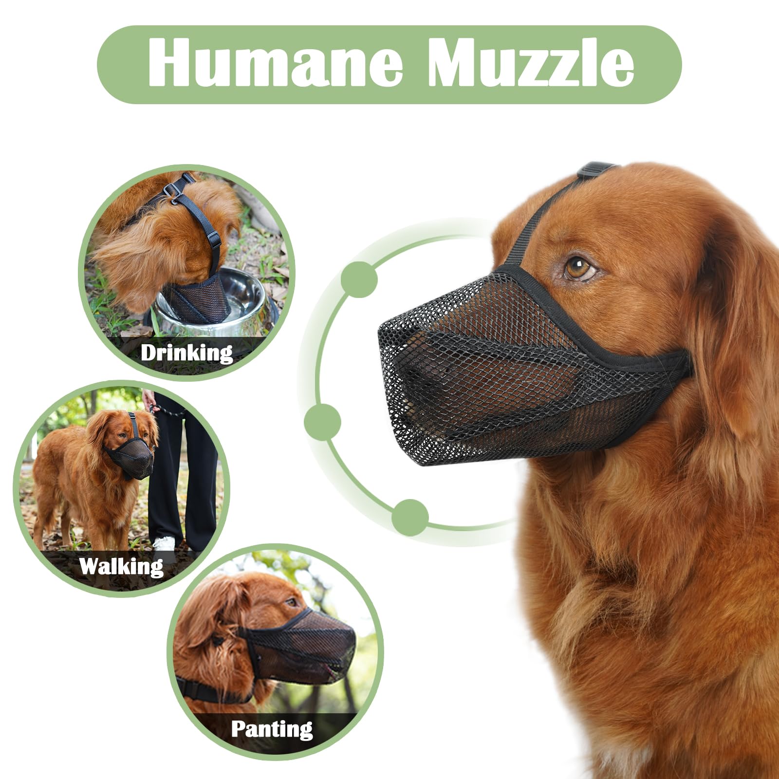 Mayerzon Dog Muzzle, Soft Mesh Muzzle For Small Medium Large Dogs Anti Bite Scavenging, Breathable Adjustable Mouth Guard For Ge