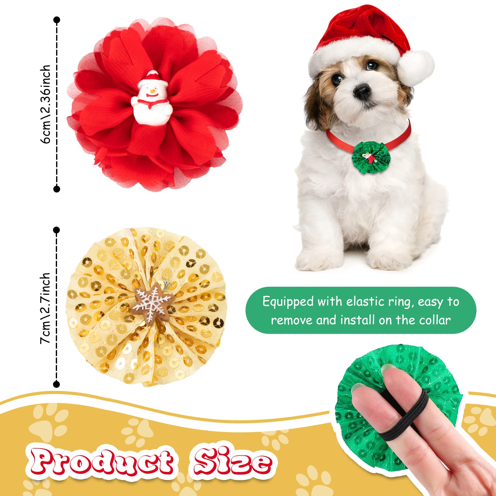 Frienda 8 Piece Dog Bow Tie Collar Flower Attachment Bows & Charms - Thanksgiving & Christmas Style for Small to Medium Dogs & C