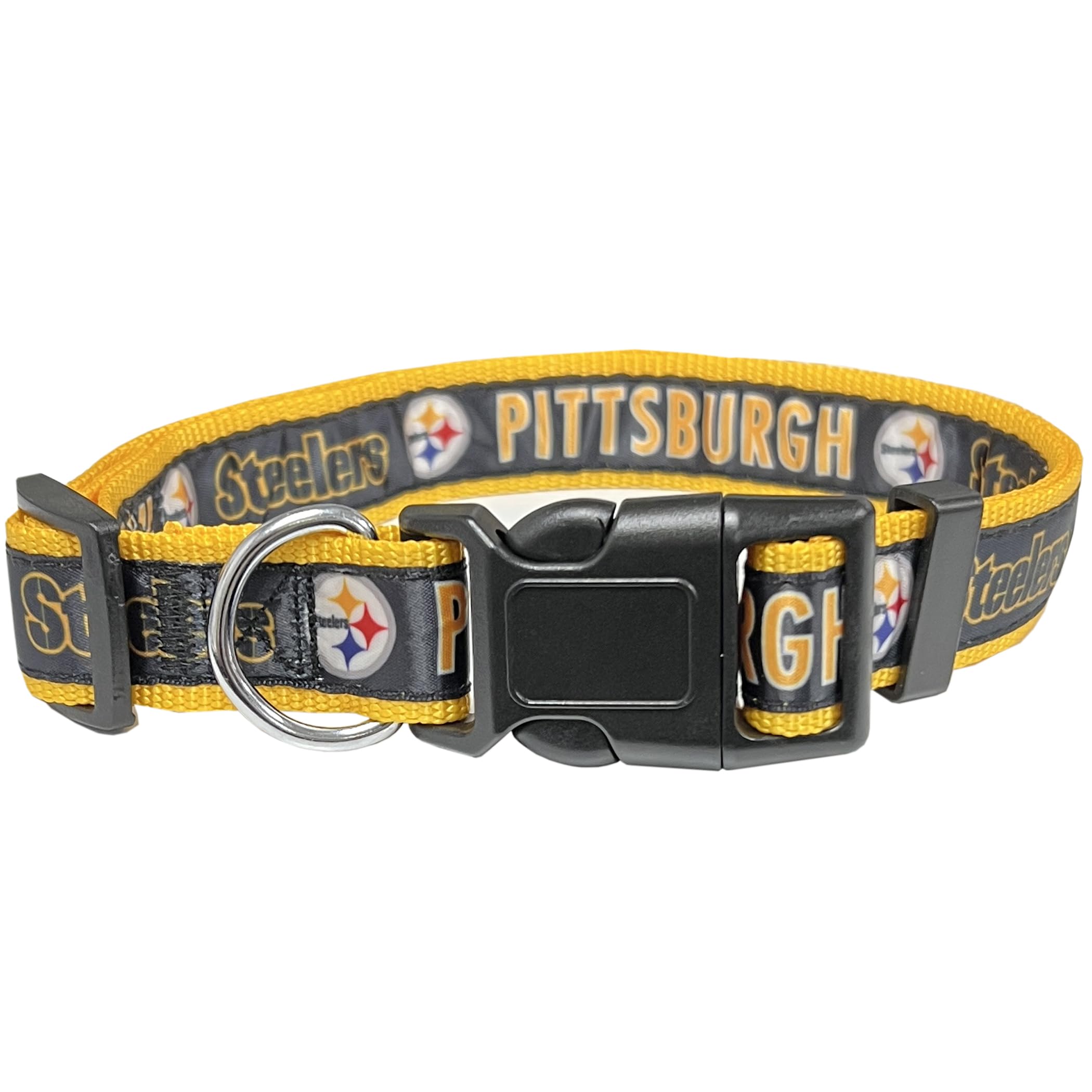 Pets First NFL Pittsburgh Steelers Licensed PET COLLAR, Medium - Heavy-Duty, Strong, and Durable Dog Collar. Available in 31 Foo