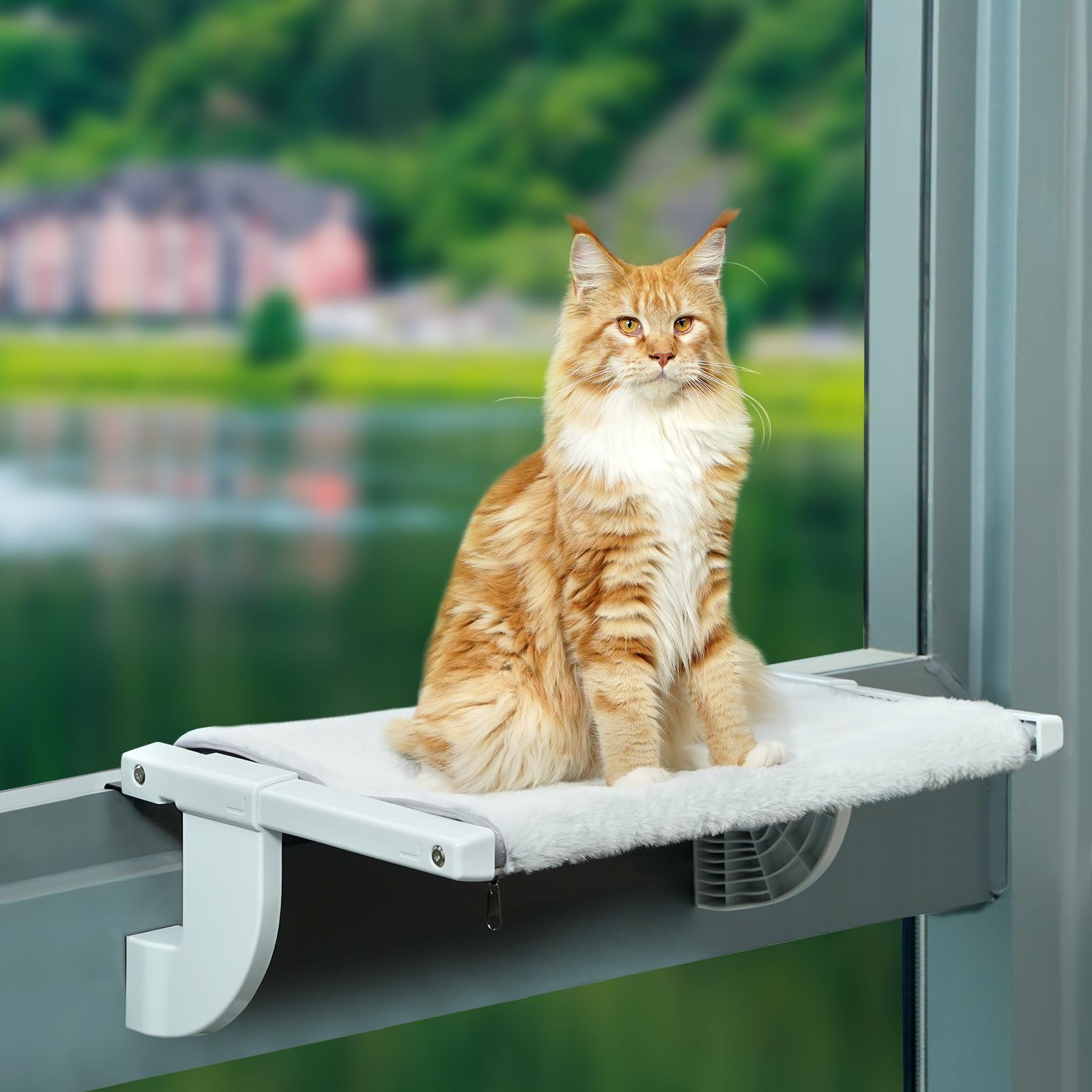 Sunhoo Cat Window Perch Hammock Kitty Bed For Windowsill Bedside Large Cats Shelf Seat Inside With Adjustable Ledge Sturdy Remov
