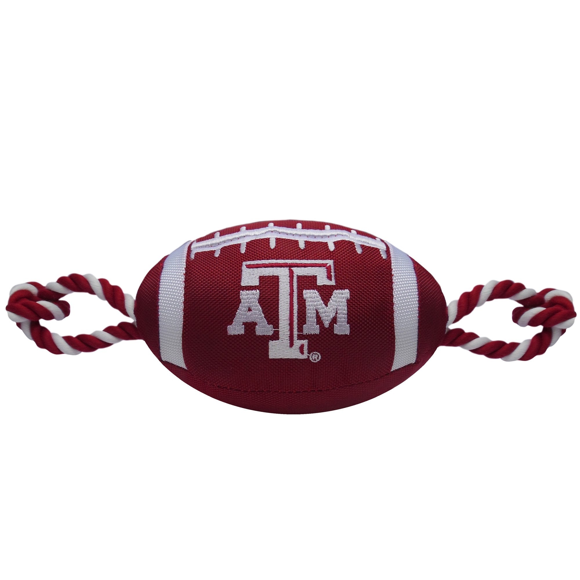Pets First Ncaa Texas A&M Aggies Football Dog Toy, Tough Quality Nylon Materials, Strong Pull Ropes, Inner Squeaker, Collegiate Team Color
