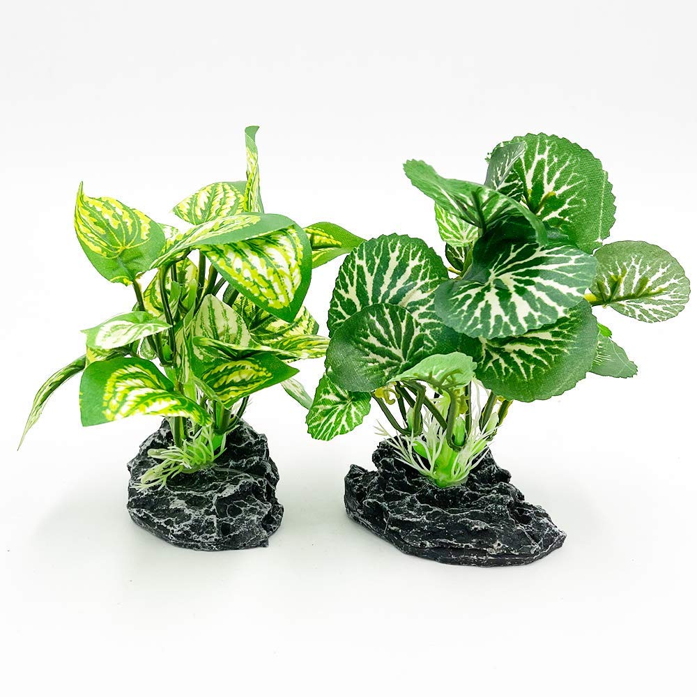 Smoothedo-Pets Aquarium Plants Betta Fish Tank Decorations 4Inch/Small Size Soft Silk Artificial Plant Goldfish Waterscape Fish Hides Snake Tank/Reptiles Plants