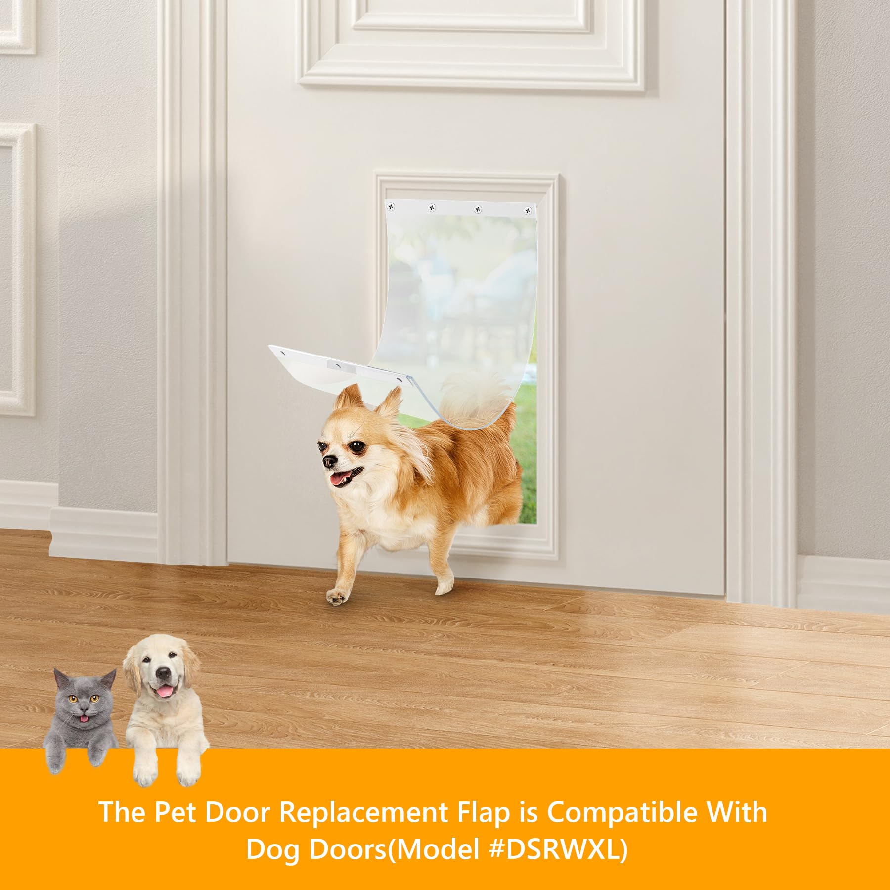 Nvifco Doggy Door Replacement Flap - Flexible XL Size 9.92" x 17.95", Clear with Metal Strip, Compatible with Extra Large Dog Doors