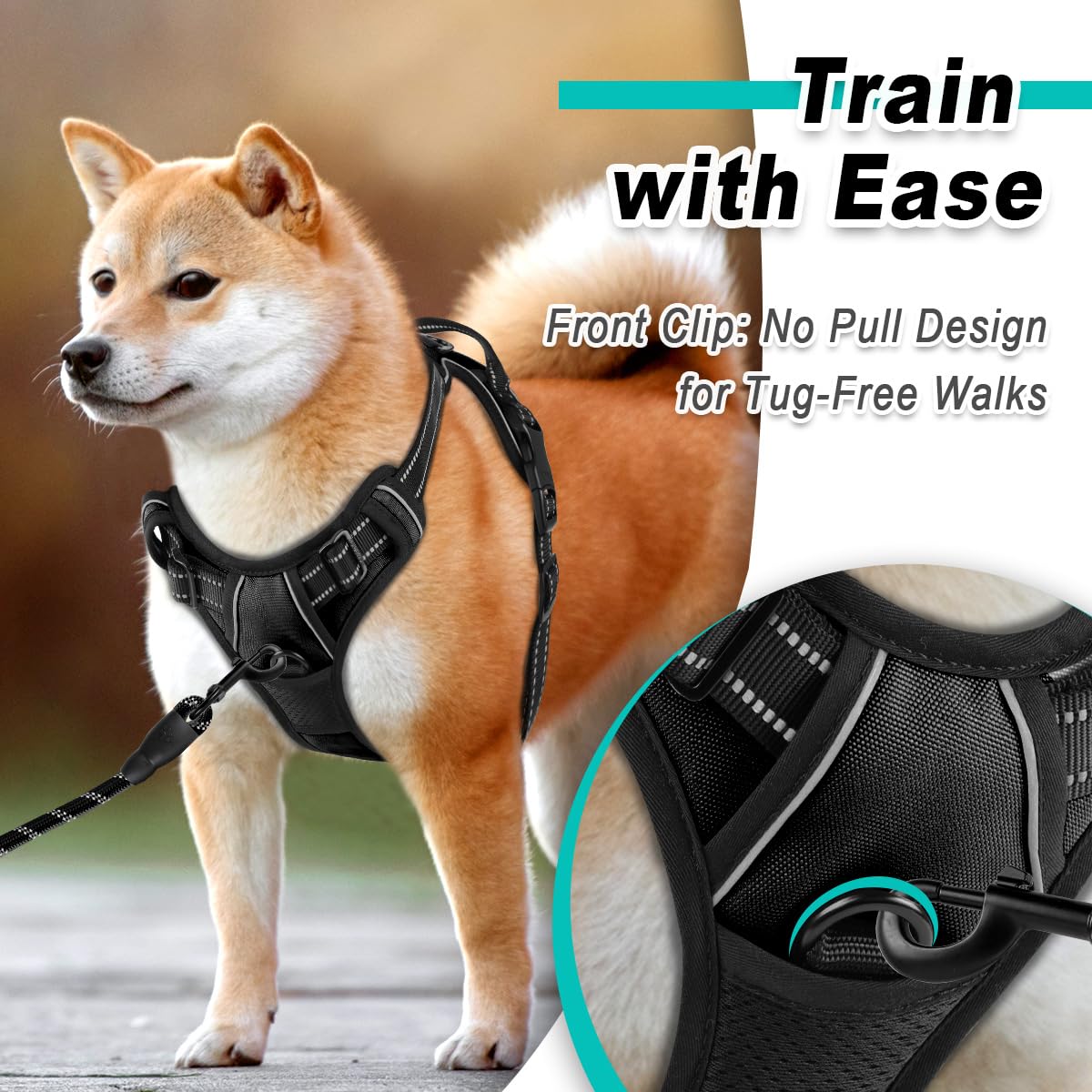 No Pull Pet Harness Dog Harness Adjustable Outdoor Pet Vest 3M Reflective Oxford Material Vest For Dogs Easy Control For Small M