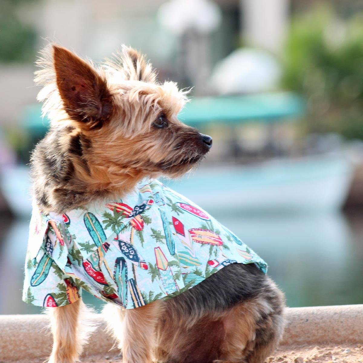 Doggie Design Hawaiian Camp Shirts (Xxs, Surfboards & Palms)