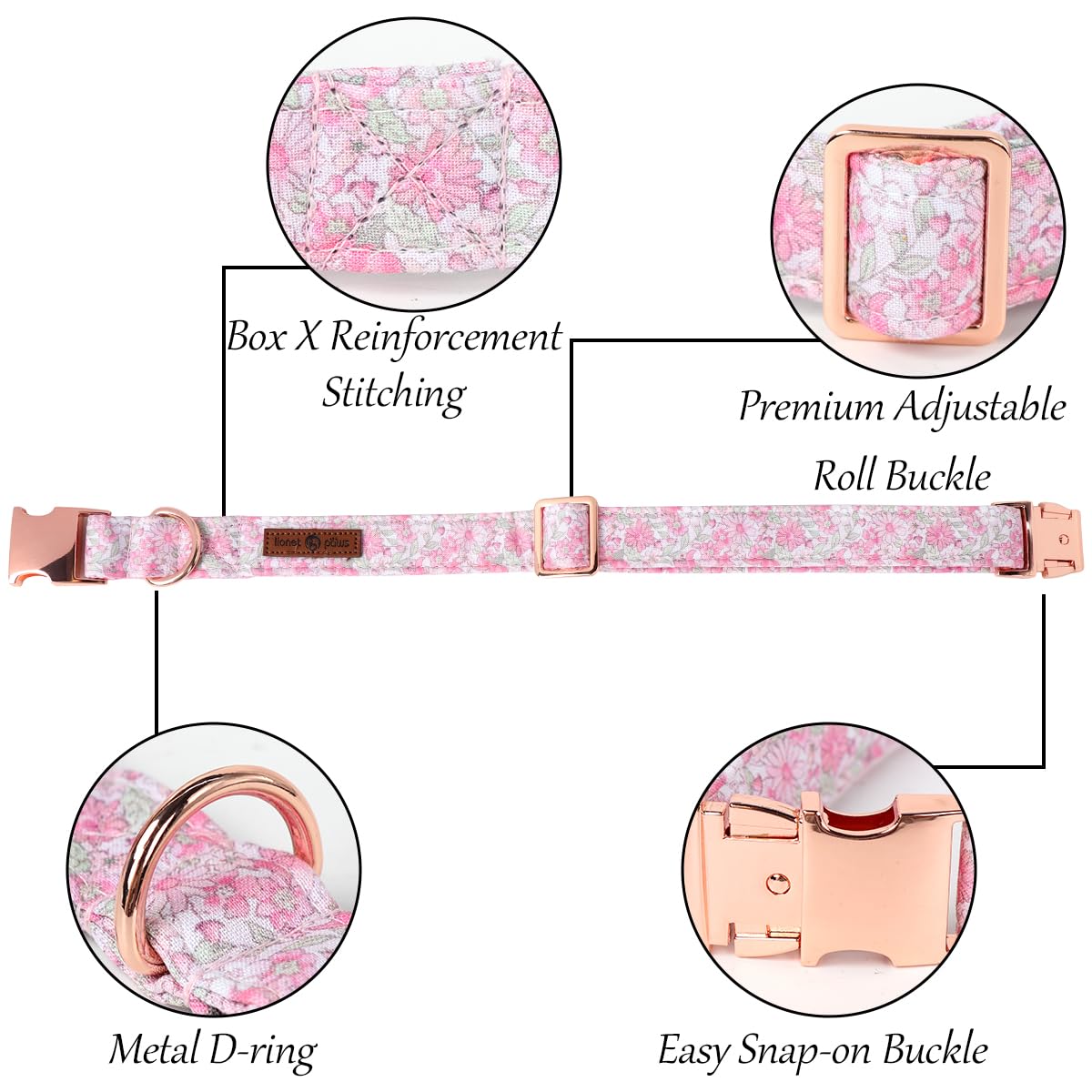 Lionet Paws Design Dogs Collar Cute Adjustable Flower Dog Collars For Girl Female Medium Large Dogs With Spring Floral L