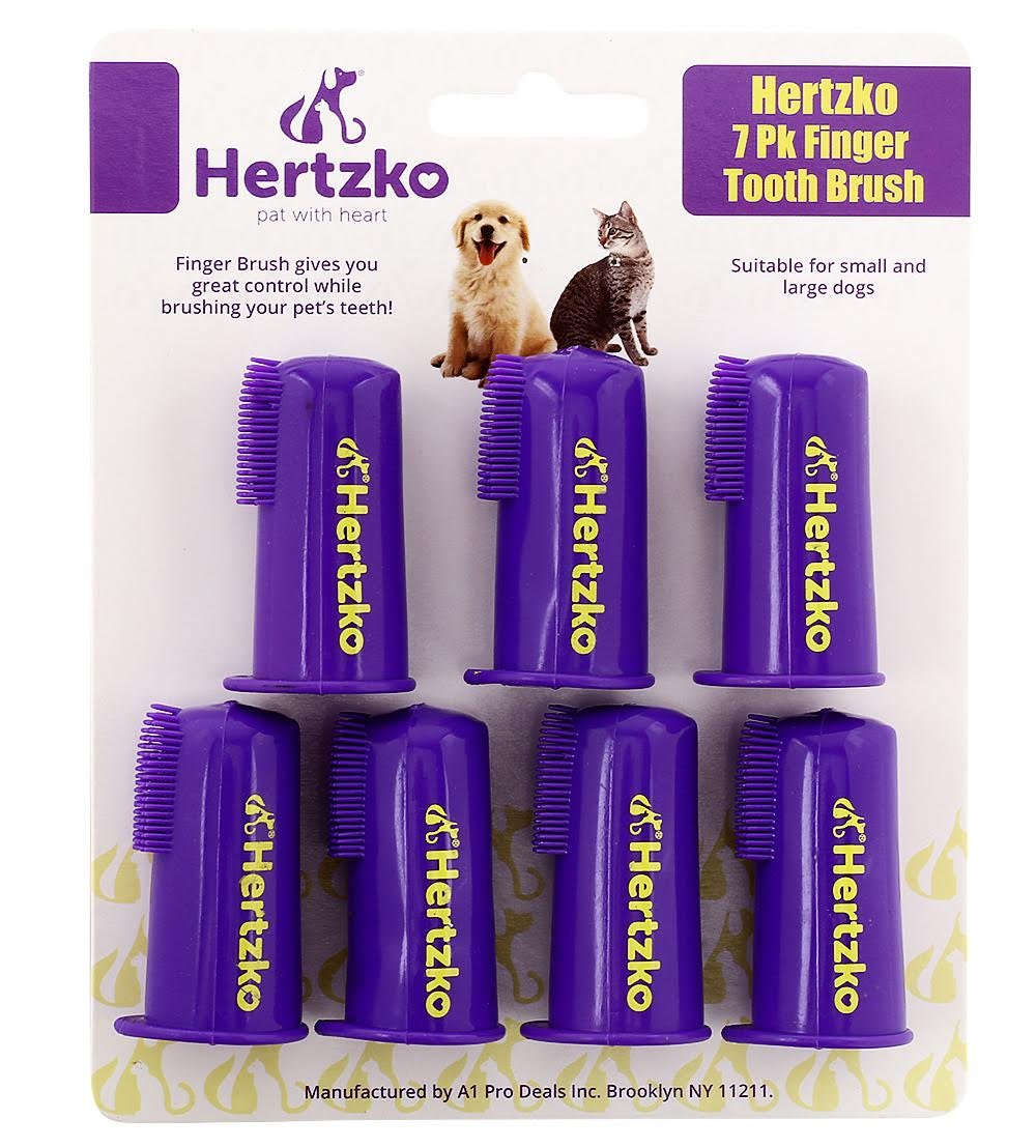 Hertzko Dog And Cat Finger Toothbrush 7-Pack For Small & Large Breeds - Advanced Oral Care, Easy Control - Dog Finger Toothbrush