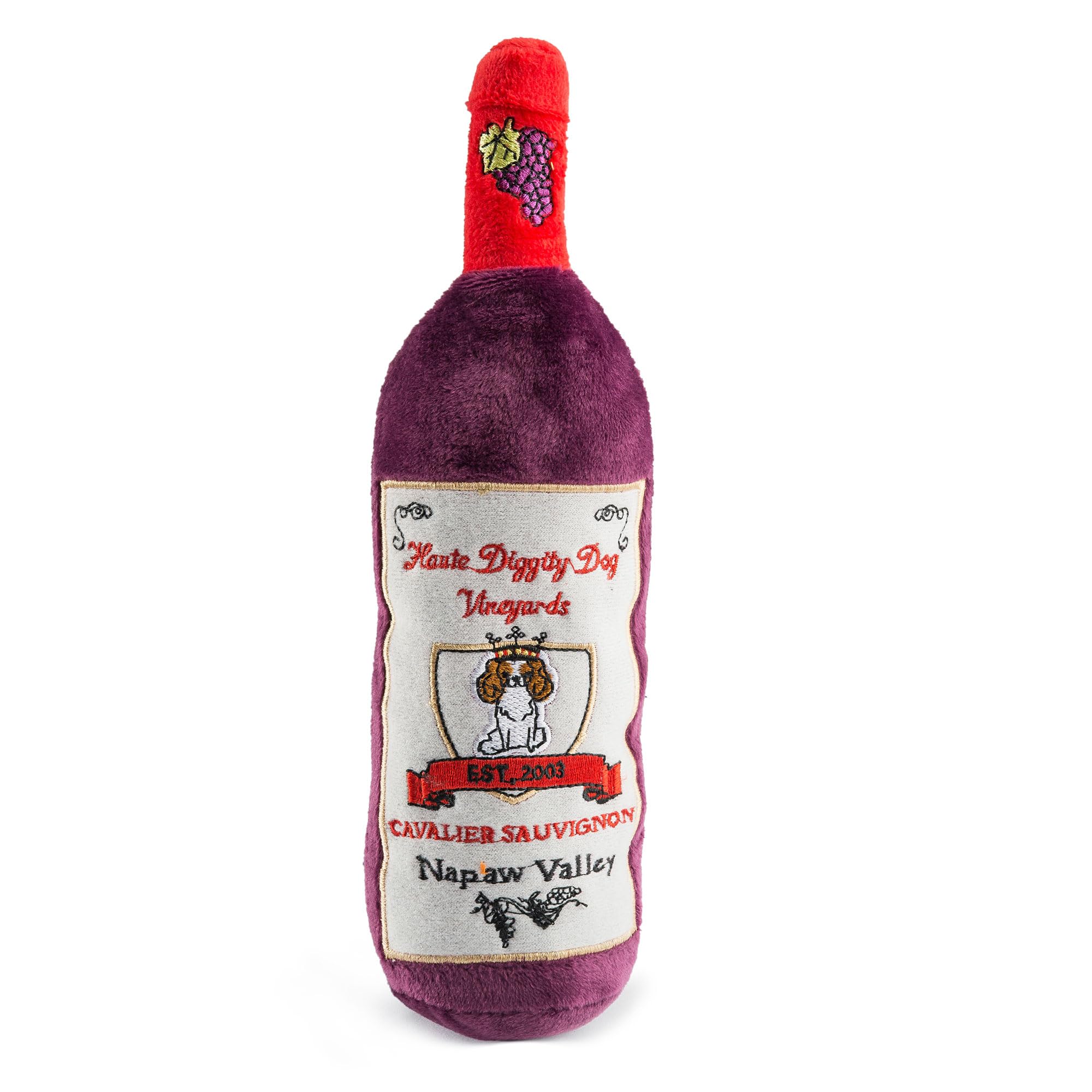 Haute Diggity Dog Cavalier Sauvignon, Plush Designer Dog Toys with Interactive Squeaker, Stimulating Pet Enrichment, Machine-Was