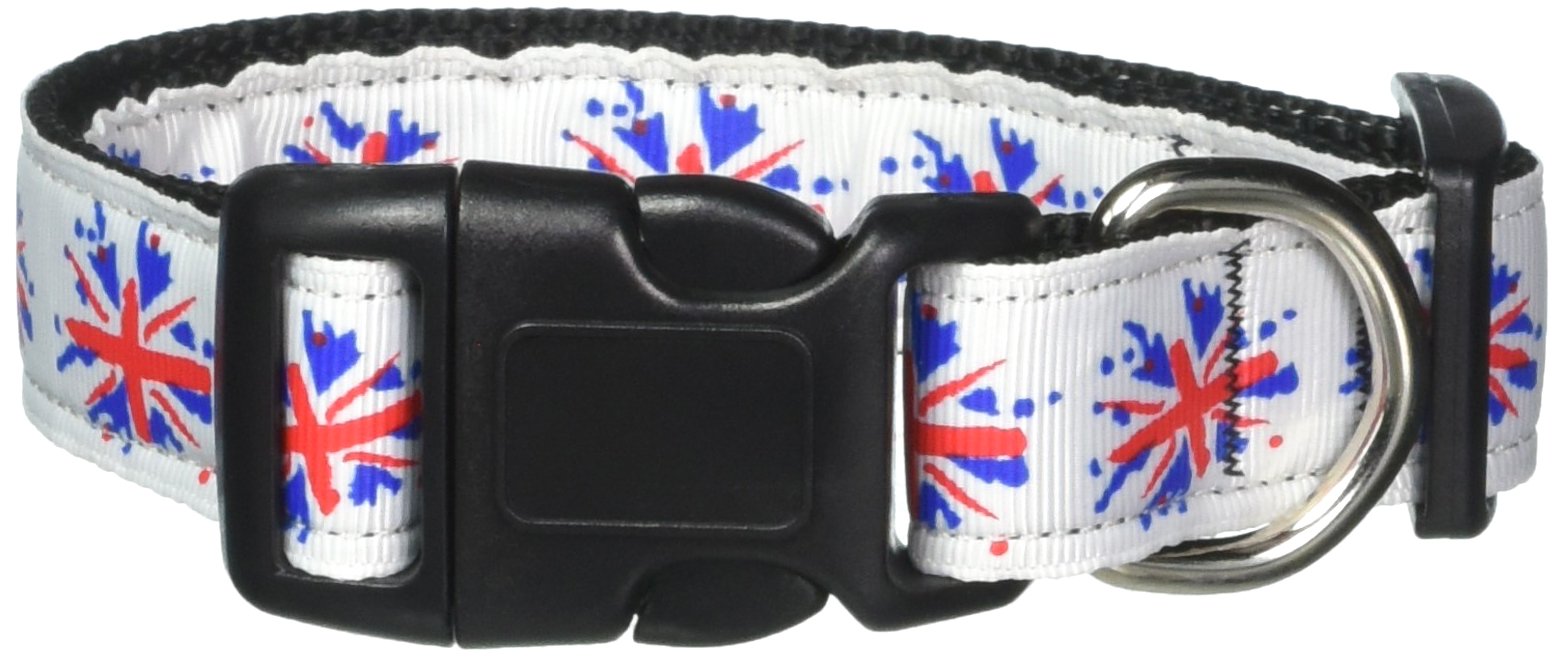 Mirage Pet Products Graffiti Union Jack UK Flag Nylon Ribbon Collar for Pets, Medium