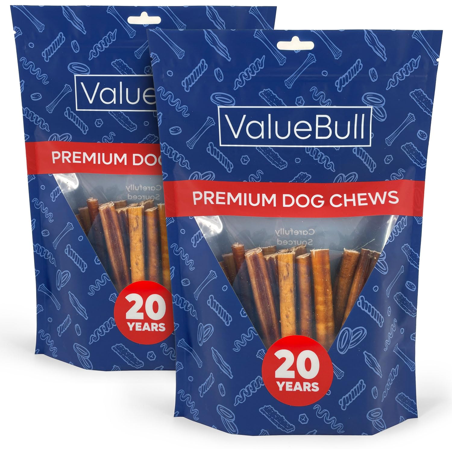 ValueBull Bully Sticks for Dogs, Medium 6 Inch, 50 Count - All Natural Dog Treats, 100% Beef Pizzles, Single Ingredient