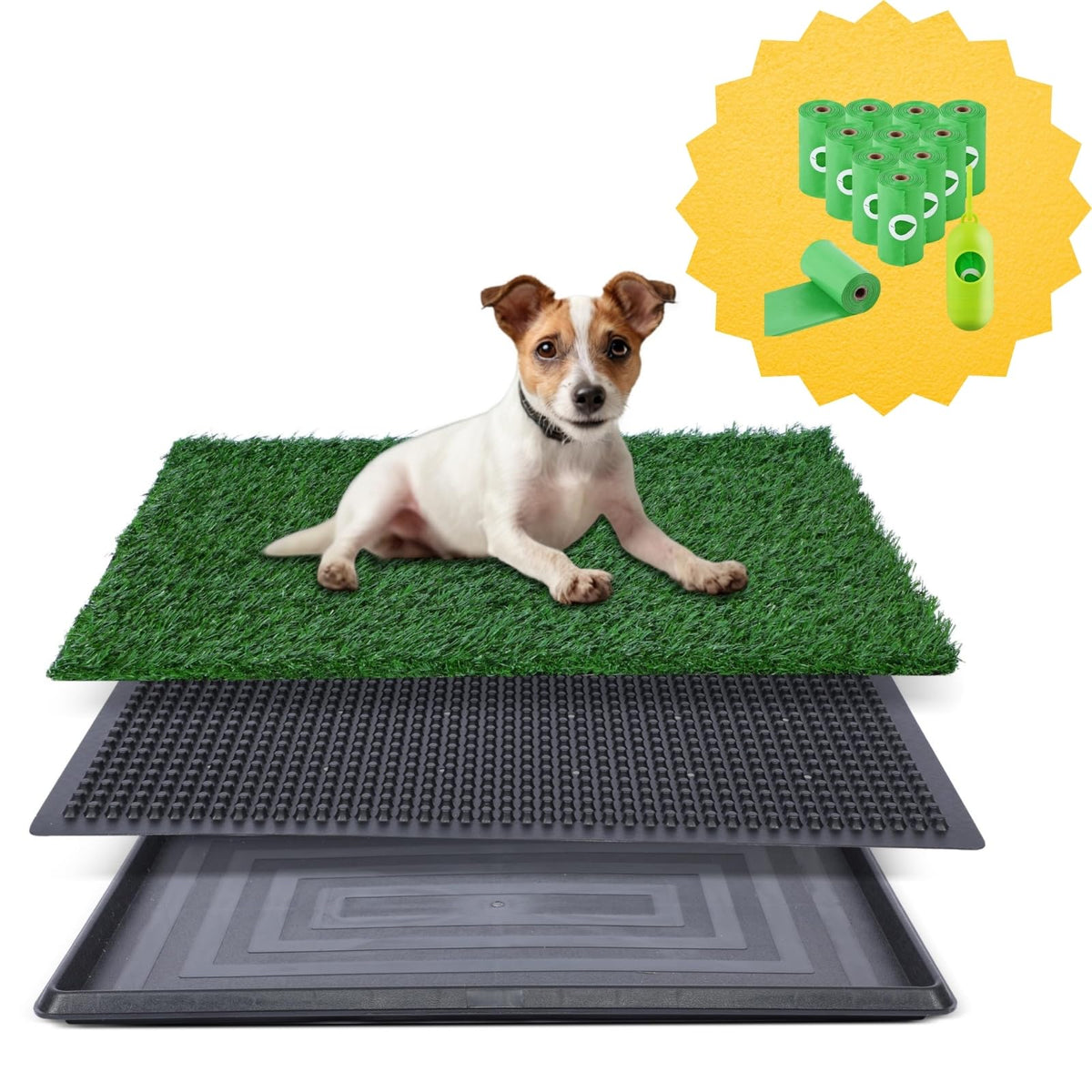 Artificial Grass For Dog Potty(20X25 Inch) & Dog Poop Bags With Dispenser