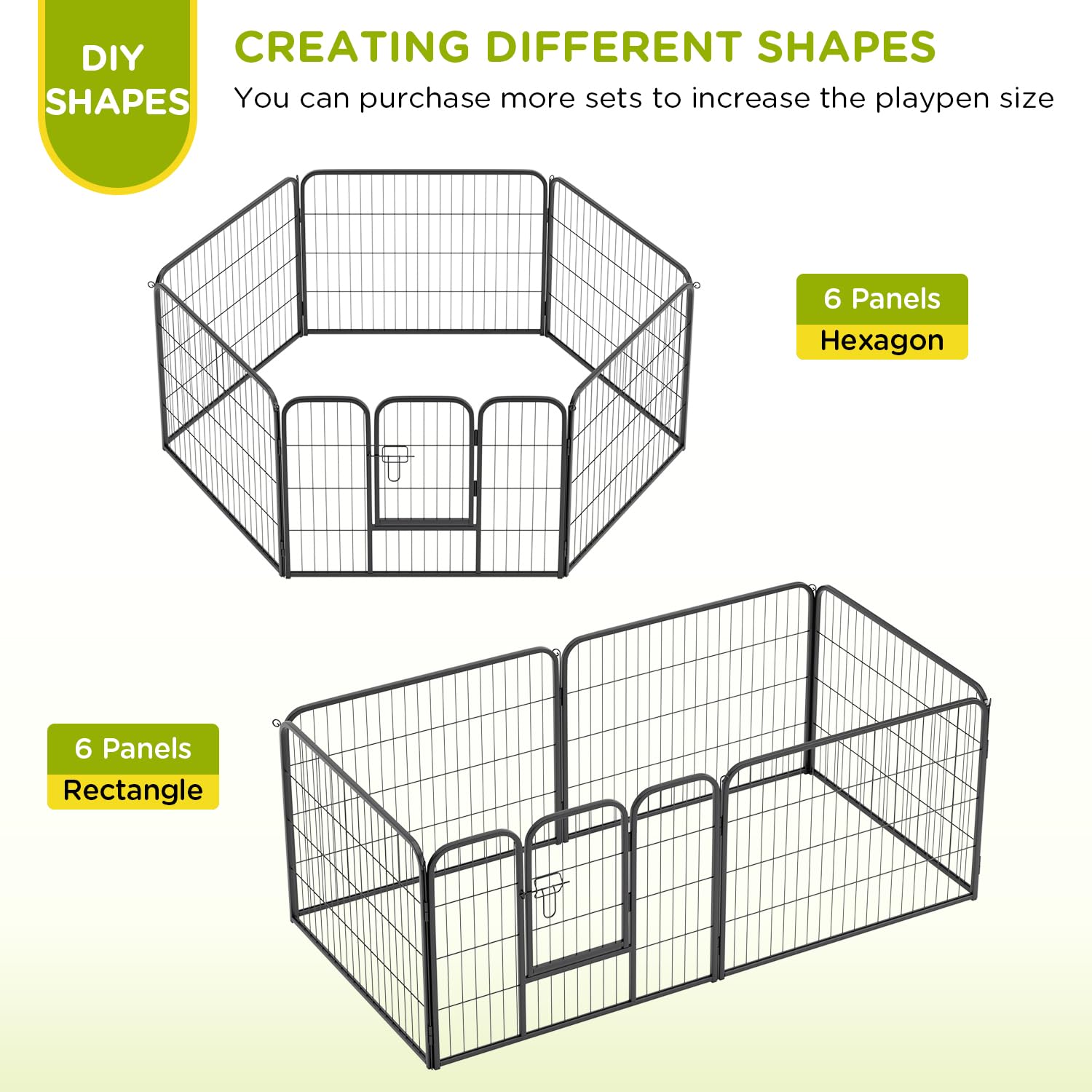Bestpet Dog Playpen Indoor 24 Inch Height 6 Panels Dog Pen For Small And Medium Dogs, Exercise Pen Pet Dog Fence With Doors Pet