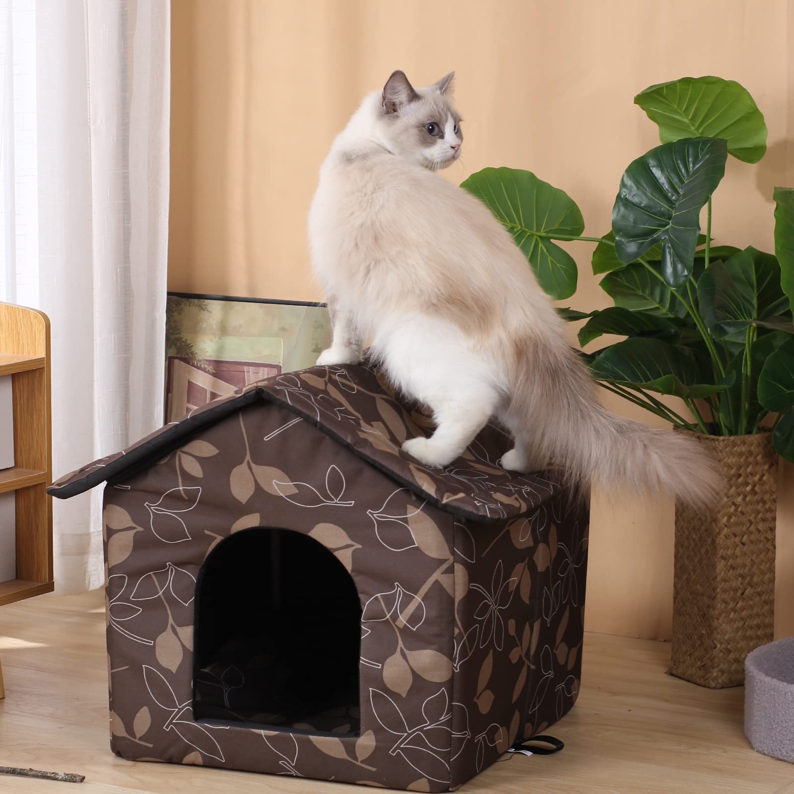 Outdoor Cat House Cat House For Outdoor And Indoor Use - Waterproof Shelter For Cats, Dogs, And Feral Animals (Medium, Brown Sup