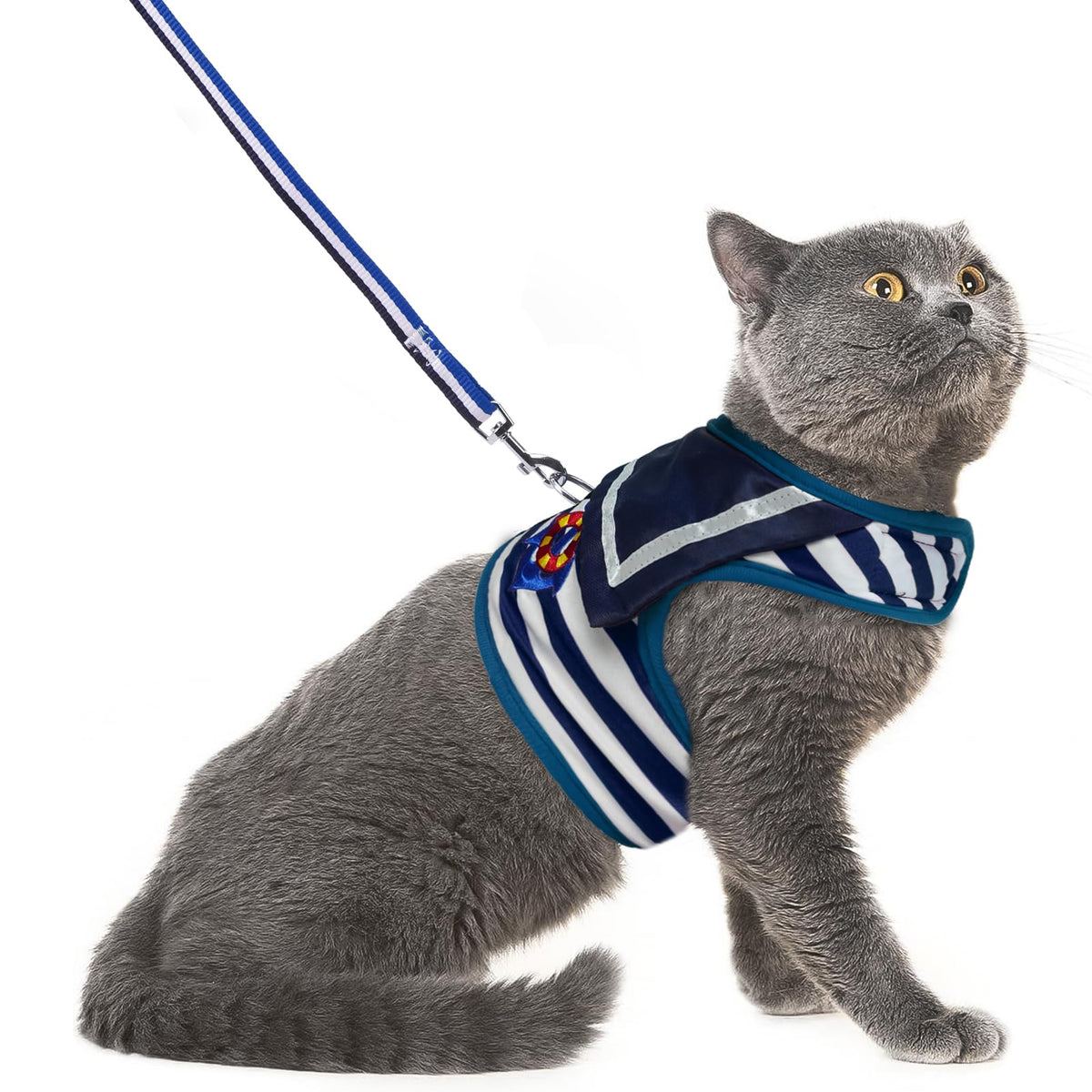 Pupteck Soft Mesh Cat Vest Harness And Leash Set Puppy Padded Pet Harnesses Escape Proof For Cats Small Dogs Rabbits Bunny, Navy