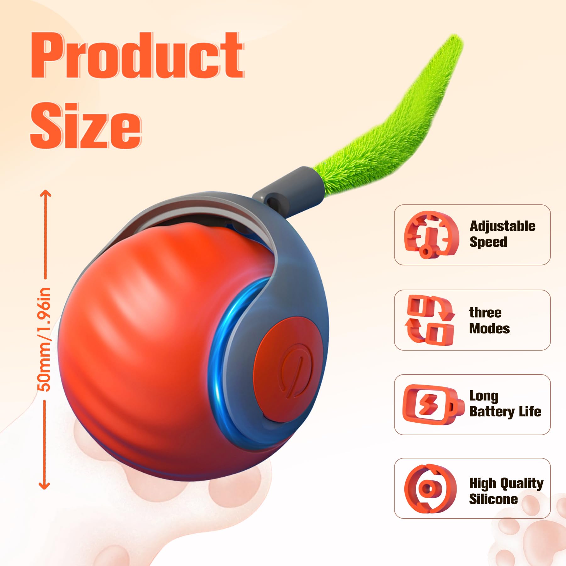 2025 New Upgrade Speedy Tail Cat Toy, Smart Interactive Pet Toys Comes With 4 Tails, Reinforced Version Of The Cat Toys Balls, T