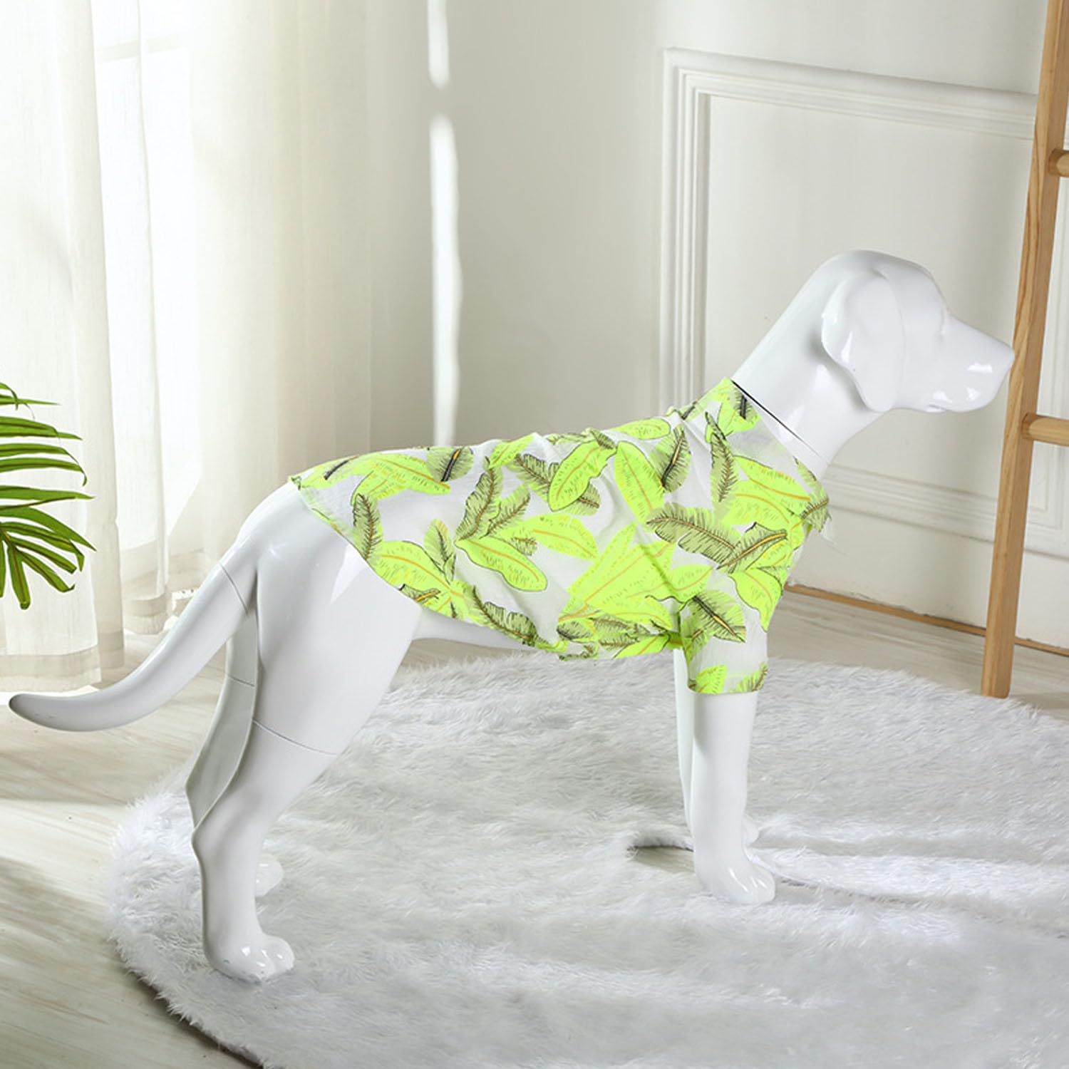 Harikaji Dog Hawaiian Shirt, Summer Pet Clothes Large Dog Cool Costume Beach T-Shirt For Medium Large Dog (Yellow Leaves,3Xl)
