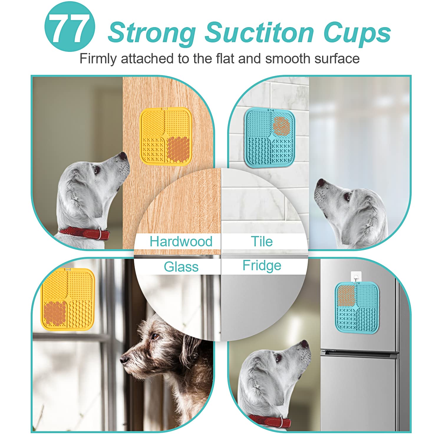 LUKITO 3PCS Licking Mat for Dogs & Cats with Suction Cups, Dog Peanut Butter Lick Pads for Anxiety Relief & Boredom Reducer, Slo
