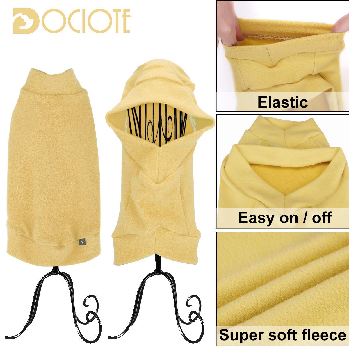 Small Dogs Fleece Dog Sweatshirt - Cold Weather Hoodies Spring Soft Vest Thickening Warm Cat Sweater Puppy Clothes Sweater Winter Sweatshirt Pet Pajamas For Small Dog Cat Puppy (Medium, Yellow)