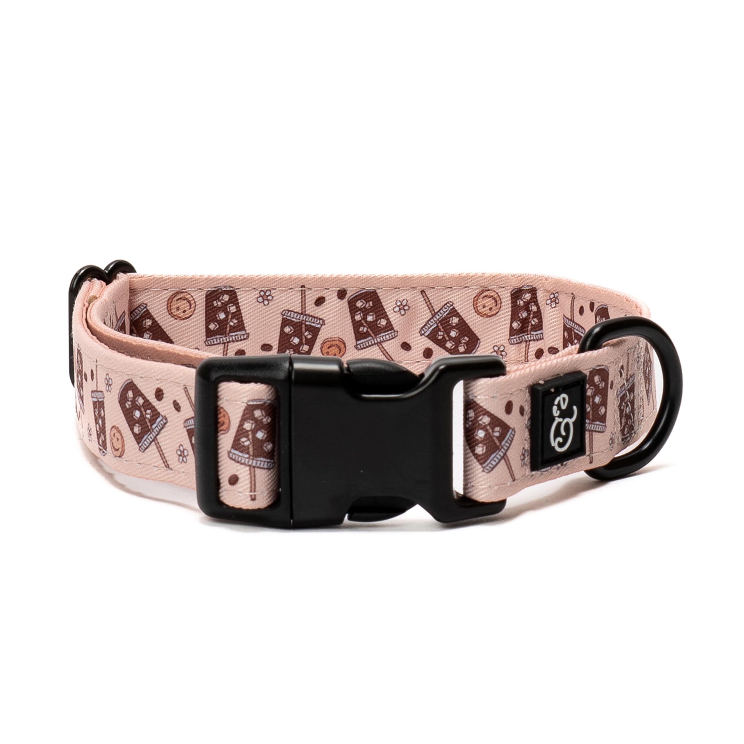 Lucy & Co. Dog Collar - Durable Lightweight Designer Collar For Pets - Adjustable Metal Safety Buckel. (Iced Coffee Szn Collar).