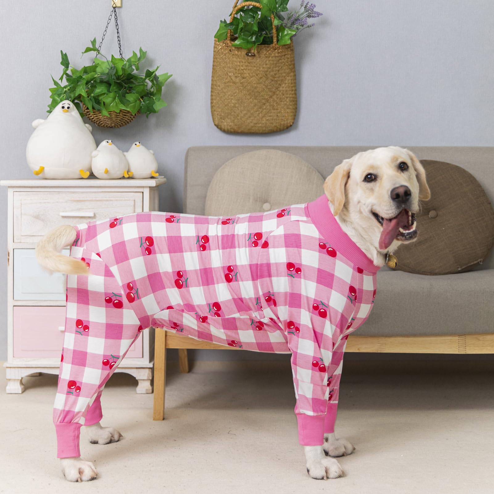 Pink Recovery Suit for Dogs After Surgery - Medium Large, Lightweight Onesie for Shedding, Prevent Licking Surgical Wound, Pajam